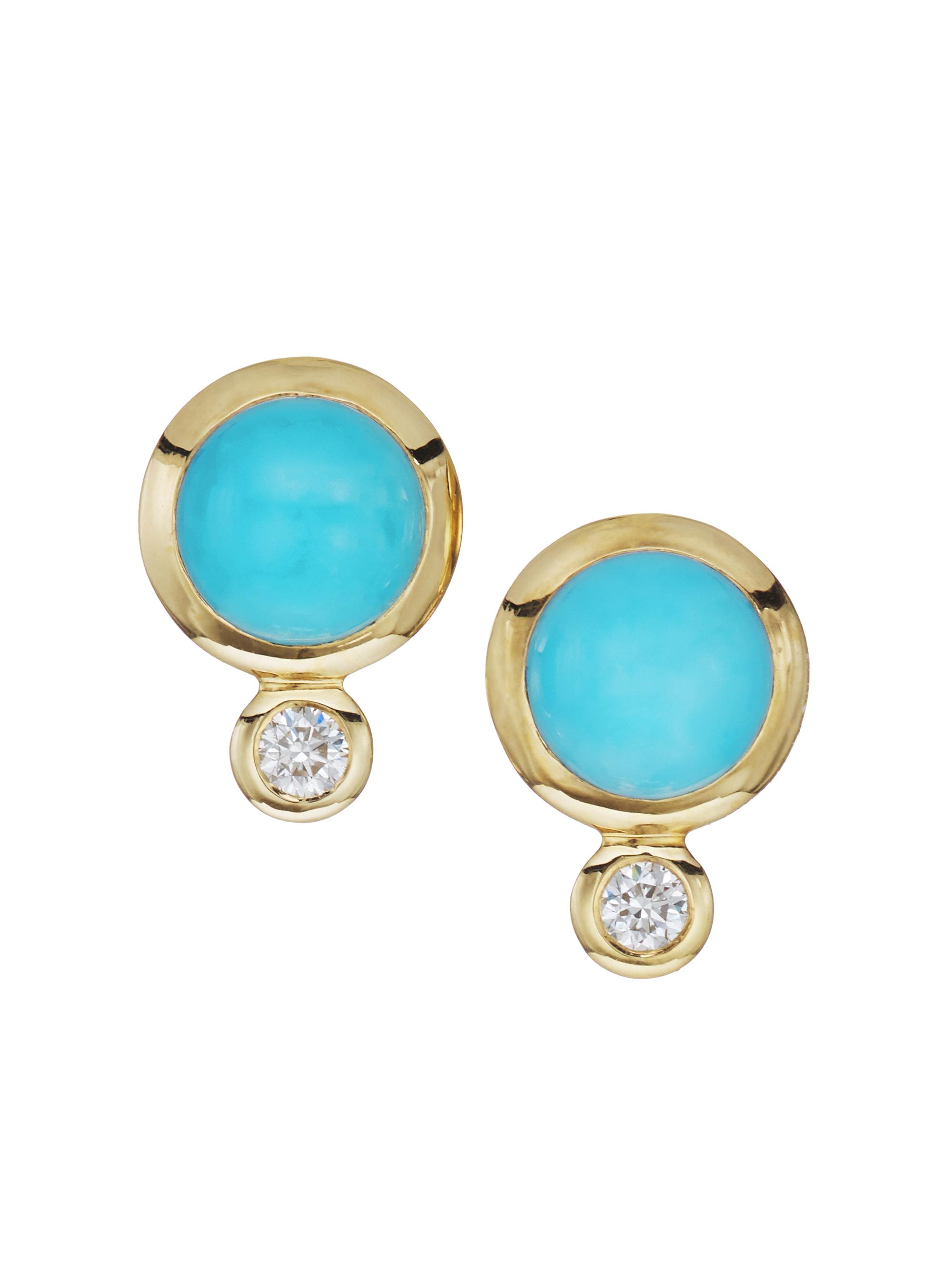 Tamara Comolli Women's Classis Bouton 18K Yellow Gold, Turquoise & Diamond Stud Earrings - Yellow Gold
