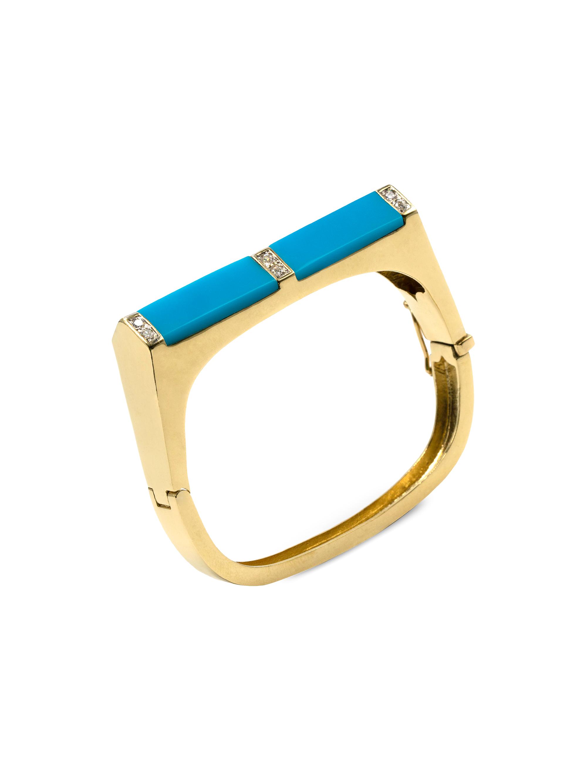 Jenna Blake Women's 18K Yellow Gold, Diamond & Turquoise Pyramid Bracelet - Turquoise