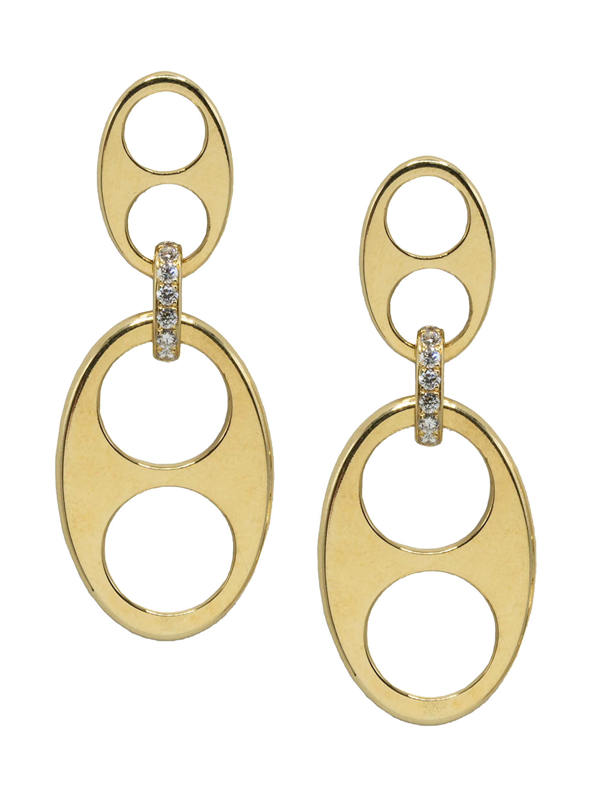 Jenna Blake Women's 18K Yellow Gold & Diamond Flat Anchor Link Earrings - Yellow Gold