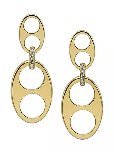 18K Yellow Gold & Diamond Flat Anchor Link Earrings