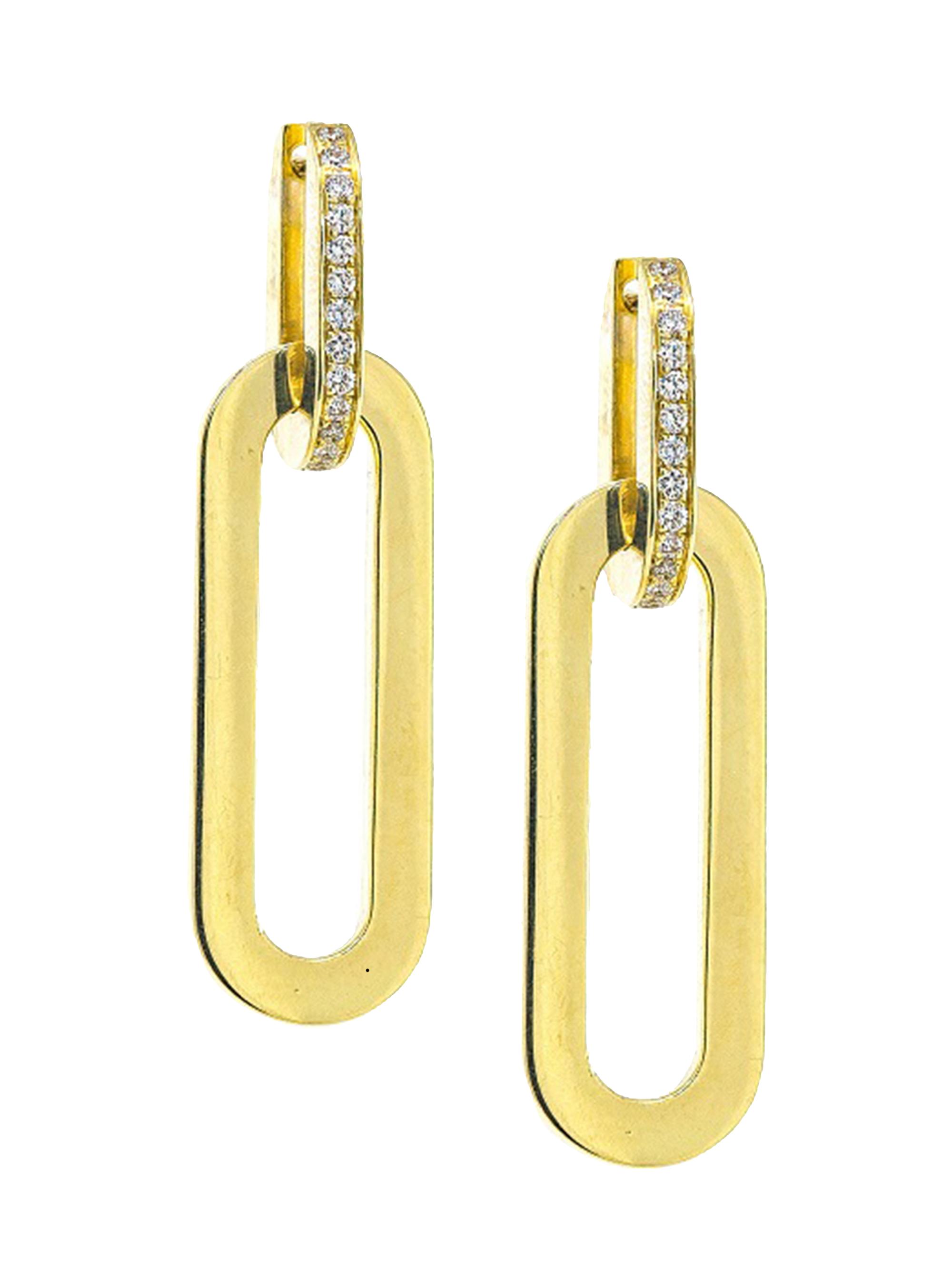 Jenna Blake Women's 18K Yellow Gold & Diamond Rectangular Link Drop Earrings - Yellow Gold