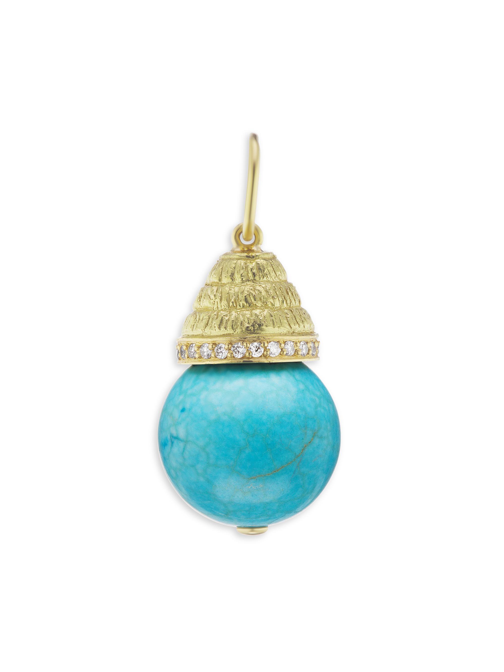 Jenna Blake Women's 18K Yellow Gold, Diamond & Turquoise Sphere Charm - Turquoise