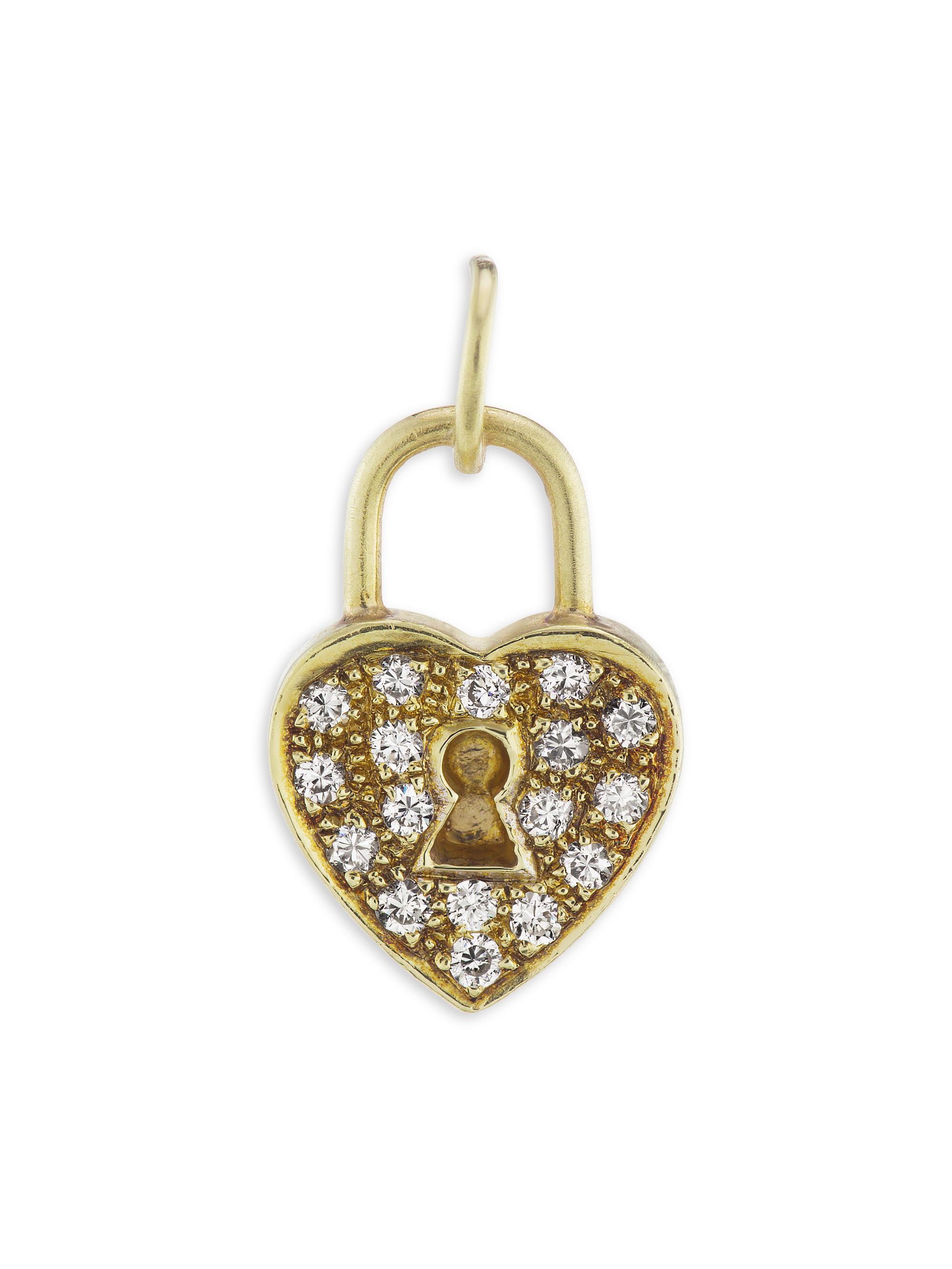 Jenna Blake Women's 18K Yellow Gold & Diamond Heart Lock Charm - Gold
