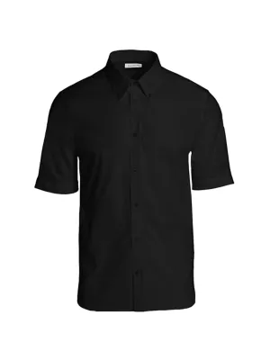 McQueen Men's Classic Cotton Short-Sleeve Sport Shirt - Black