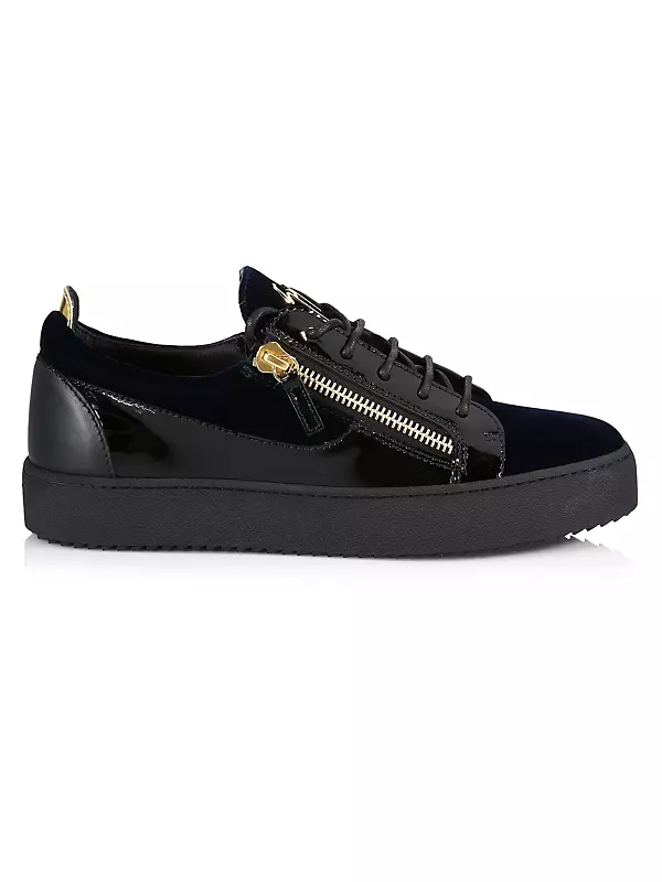 Shop Giuseppe Zanotti Leather & Velvet Low-Top Sneakers | Saks