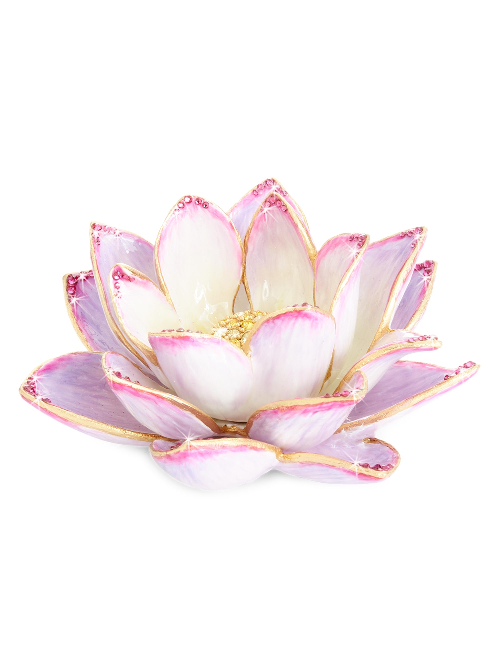 Jay Strongwater Flora & Fauna 14K Goldplated & Swarovski Crystal Kamal Lotus Table Objet - Pink