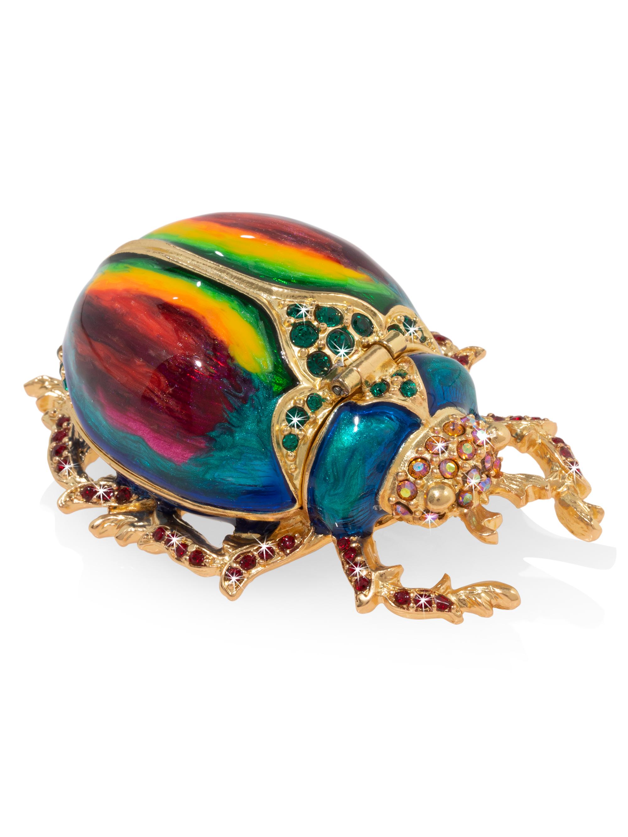 Jay Strongwater Flora & Fauna 14K Goldplated Metal, Enamel & Swarovski Crystal Pharaoh Scarab Box
