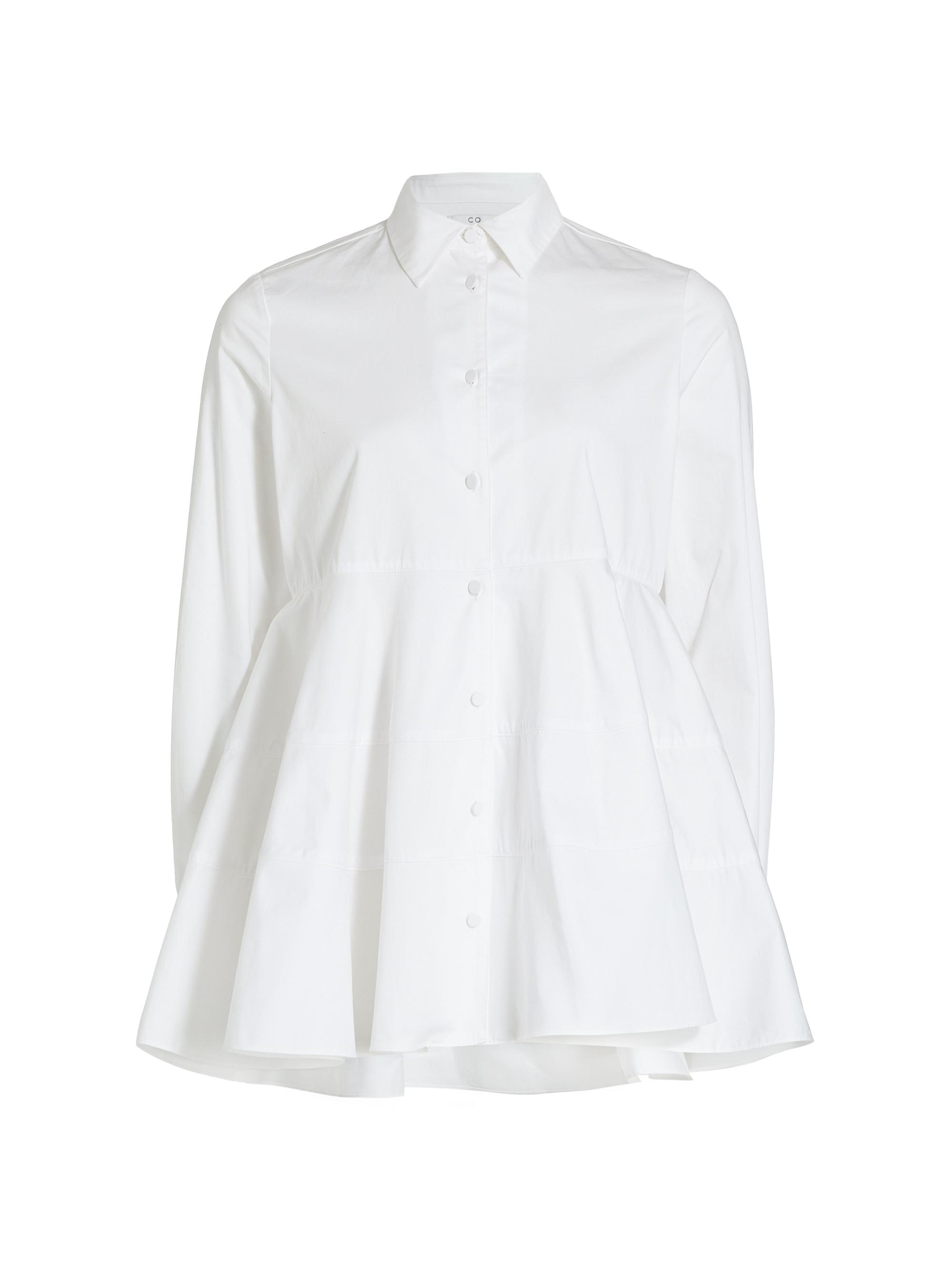 Co Women's tton Peplum Shirt - White