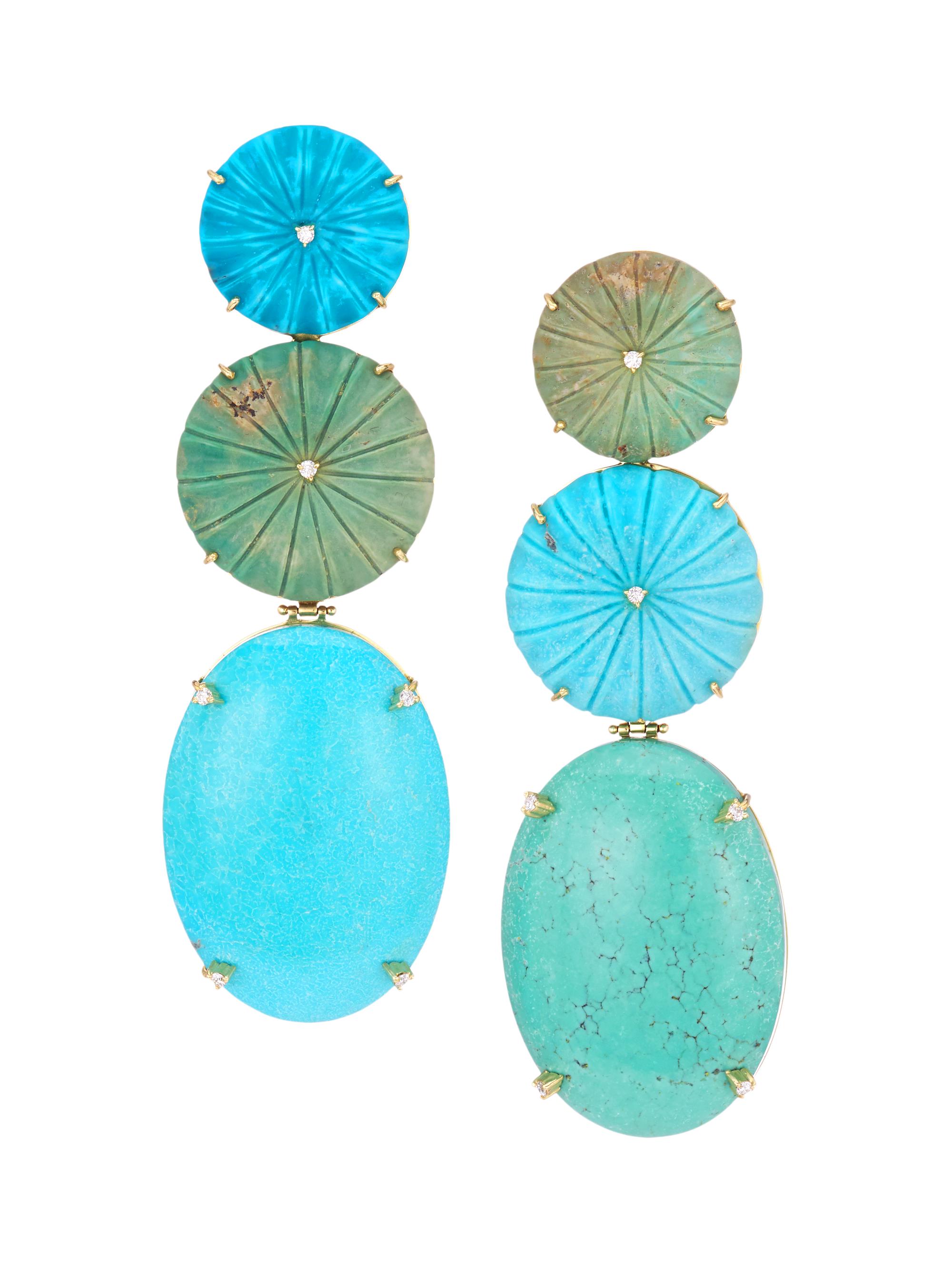 Casa Castro Women's Blue Lagoon 18K Yellow gold, Turquoise & Diamond Drop Earrings - Turquoise
