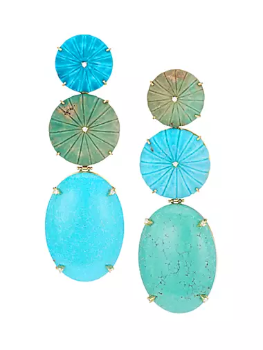 Blue Lagoon 18K Yellow gold, Turquoise & Diamond Drop Earrings