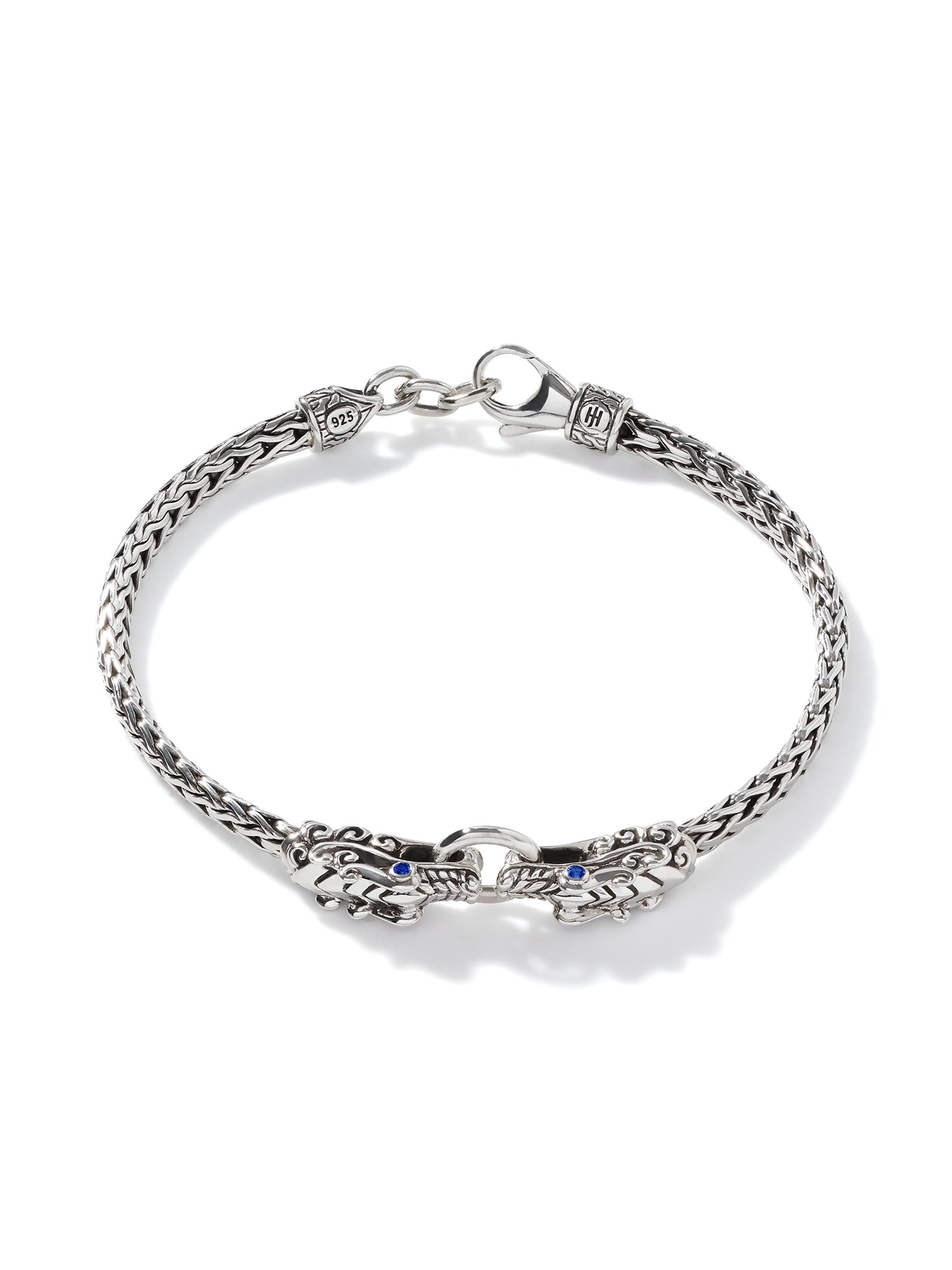 John Hardy Women's Naga Dragon Silver & Blue Sapphire Double Dragon Head Slim Chain Bracelet - Silver