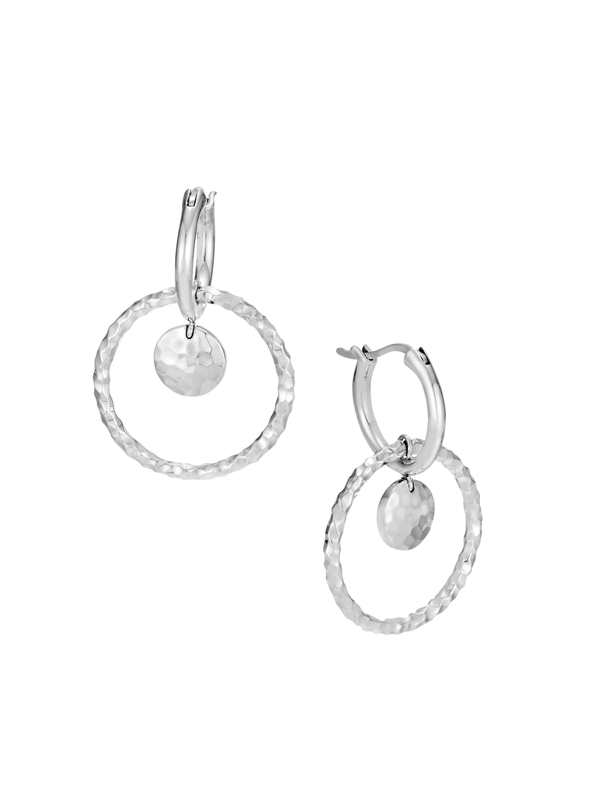 John Hardy Women's Dot Hammered Sterling Silver Interlink Drop Hoop Earrings - Silver