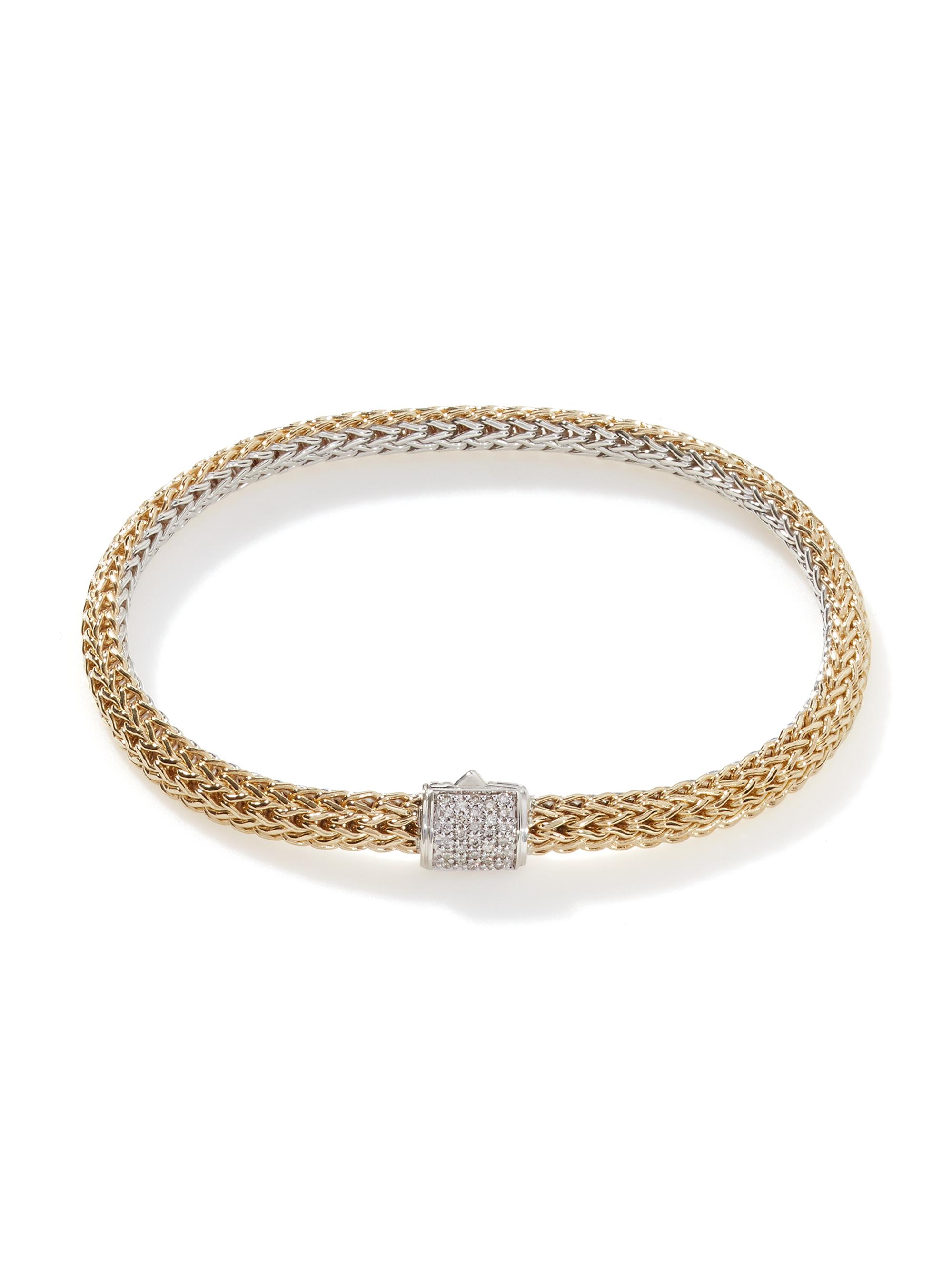 John Hardy Women's Classic Chain 18K Yellow Gold, Silver & Diamond Pavé Reversible Bracelet - Gold Silver