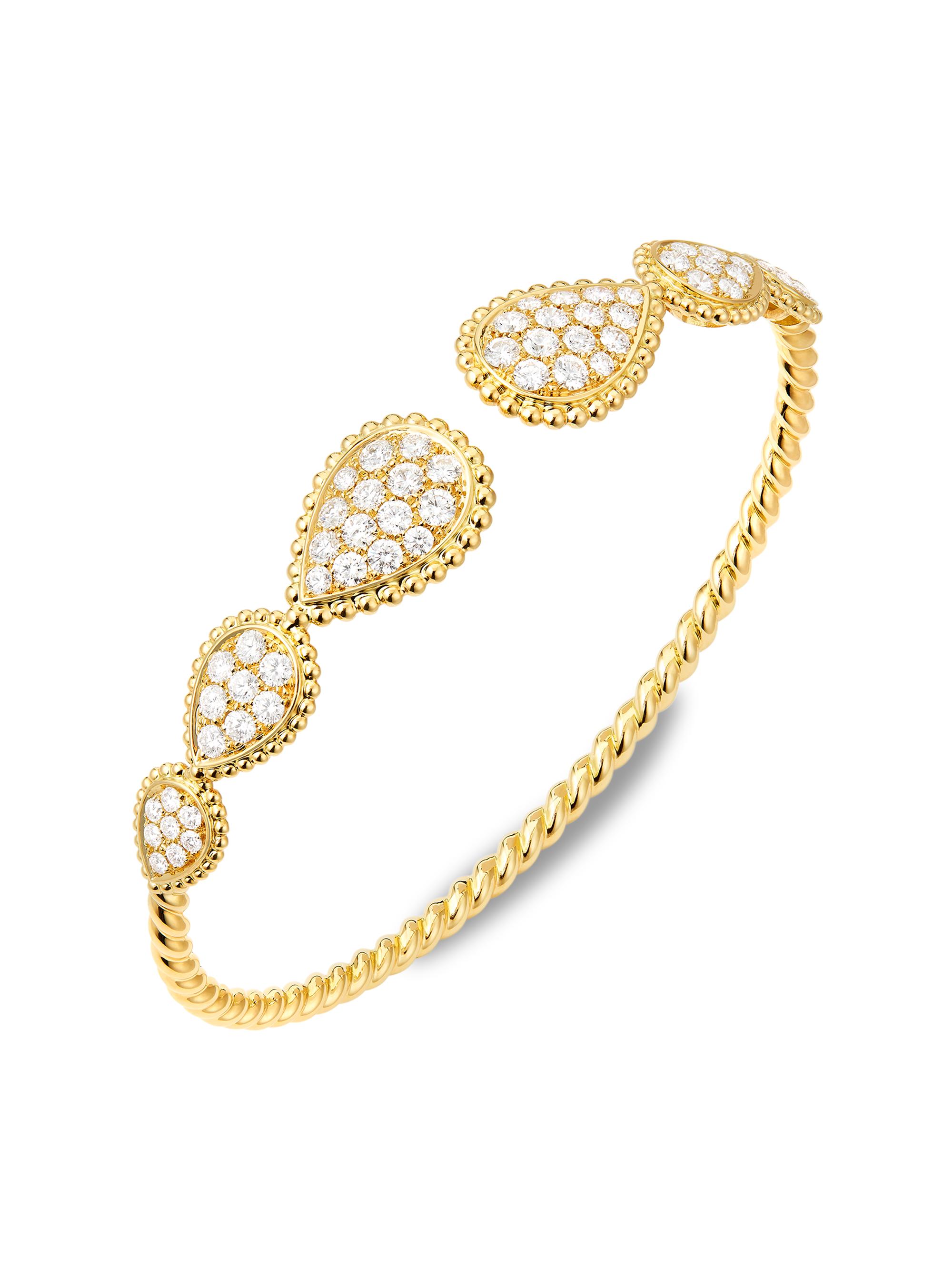 Boucheron Women's Serpent Bohème 18K Yellow Gold & Diamond Multiple-Motif Open Bangle Bracelet - Yellow Gold