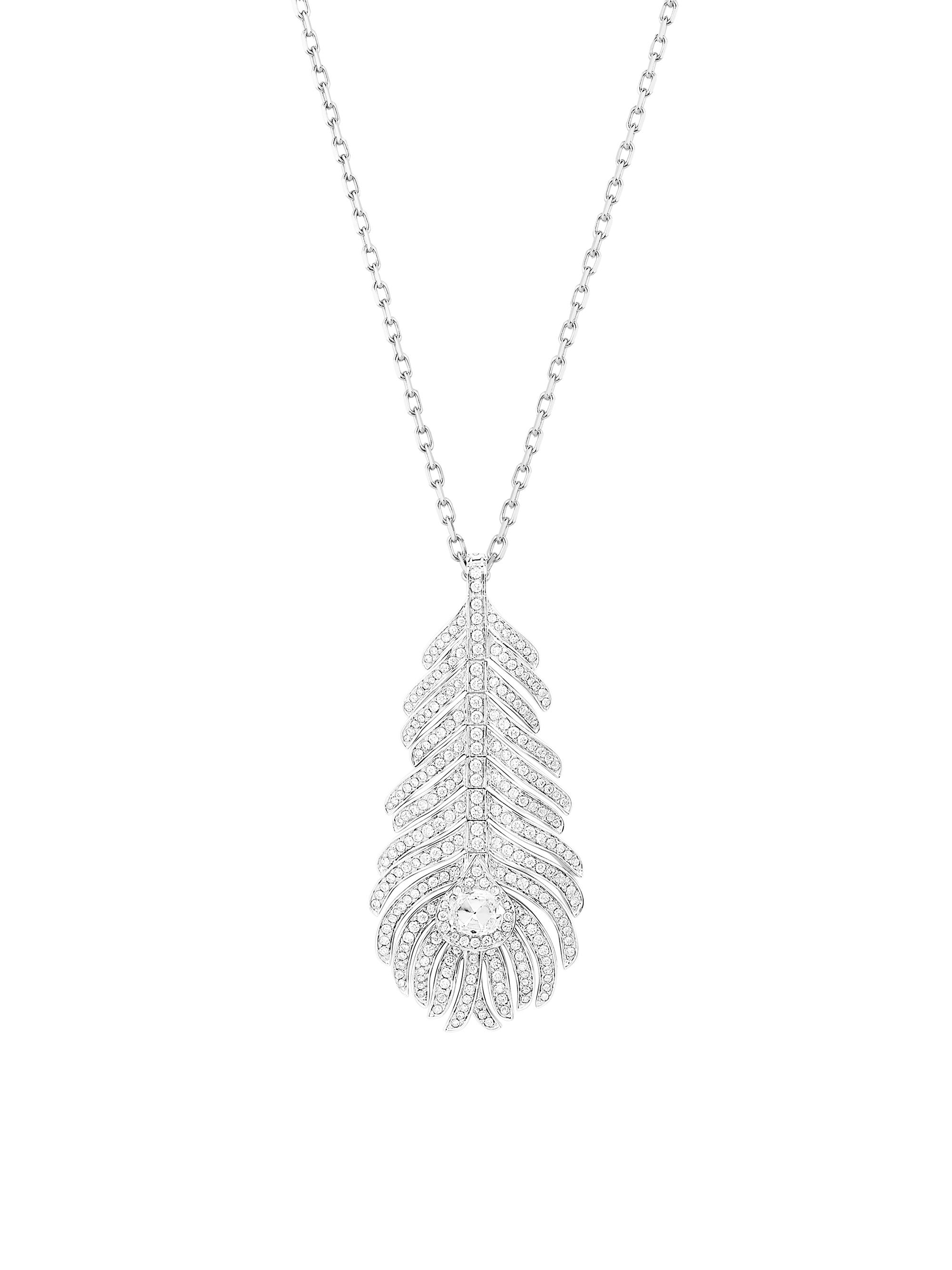 Boucheron Women's Plume De Paon 18K White Gold & 1.34 TCW Diamond Peacock Feather Pendant Necklace - White Gold