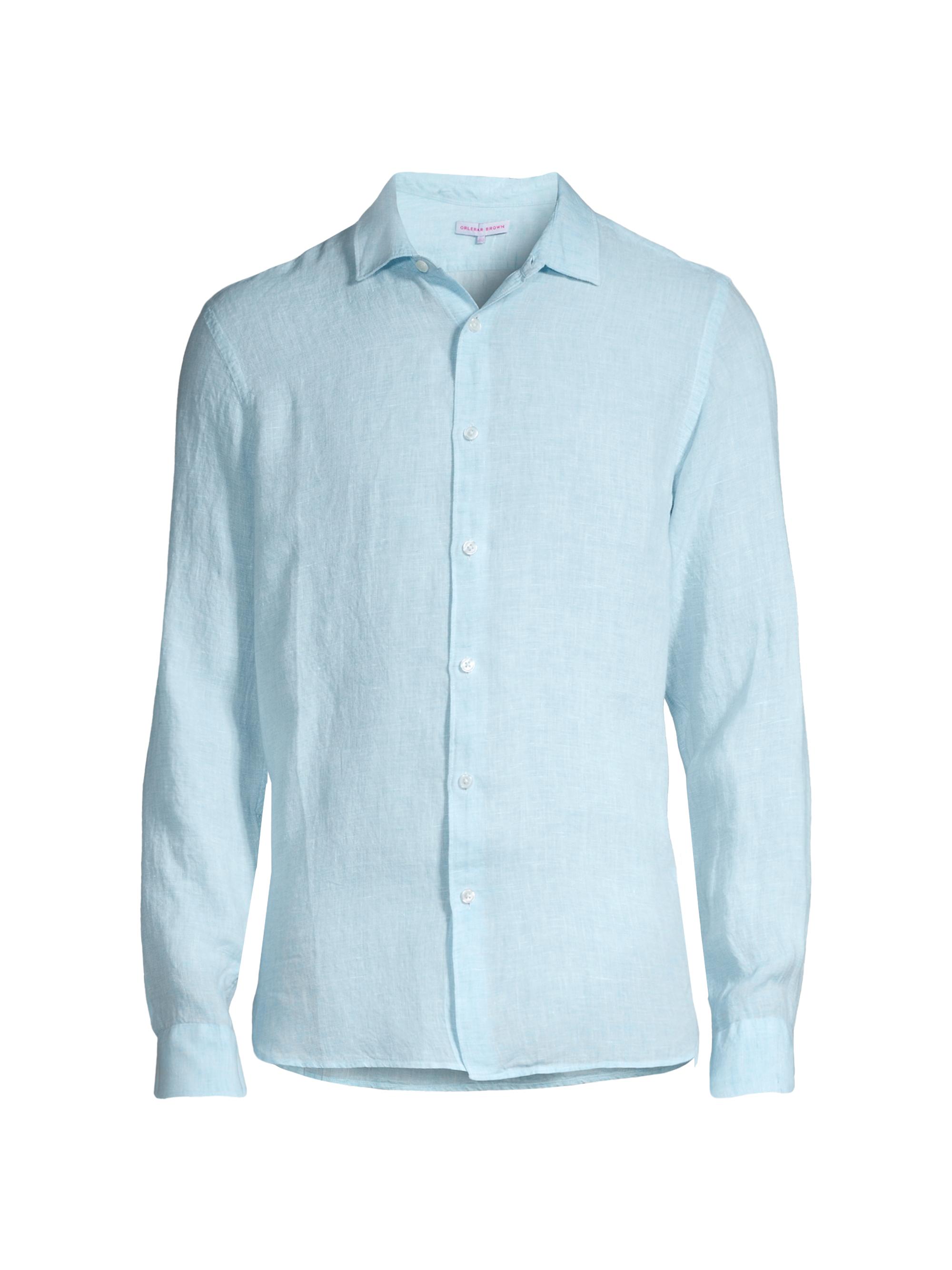 Orlebar Brown Men's Giles Linen Shirt - Blue