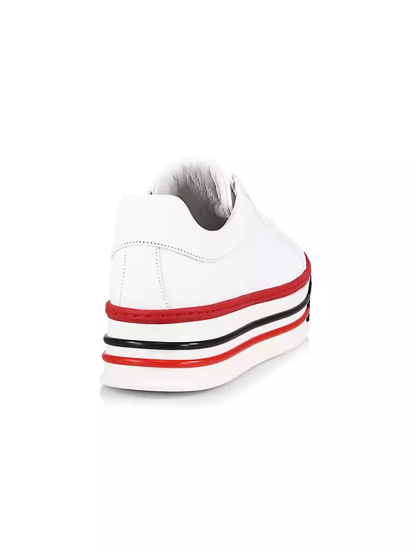 Shop Moschino Logo Leather Platform Sneakers | Saks Fifth Avenue