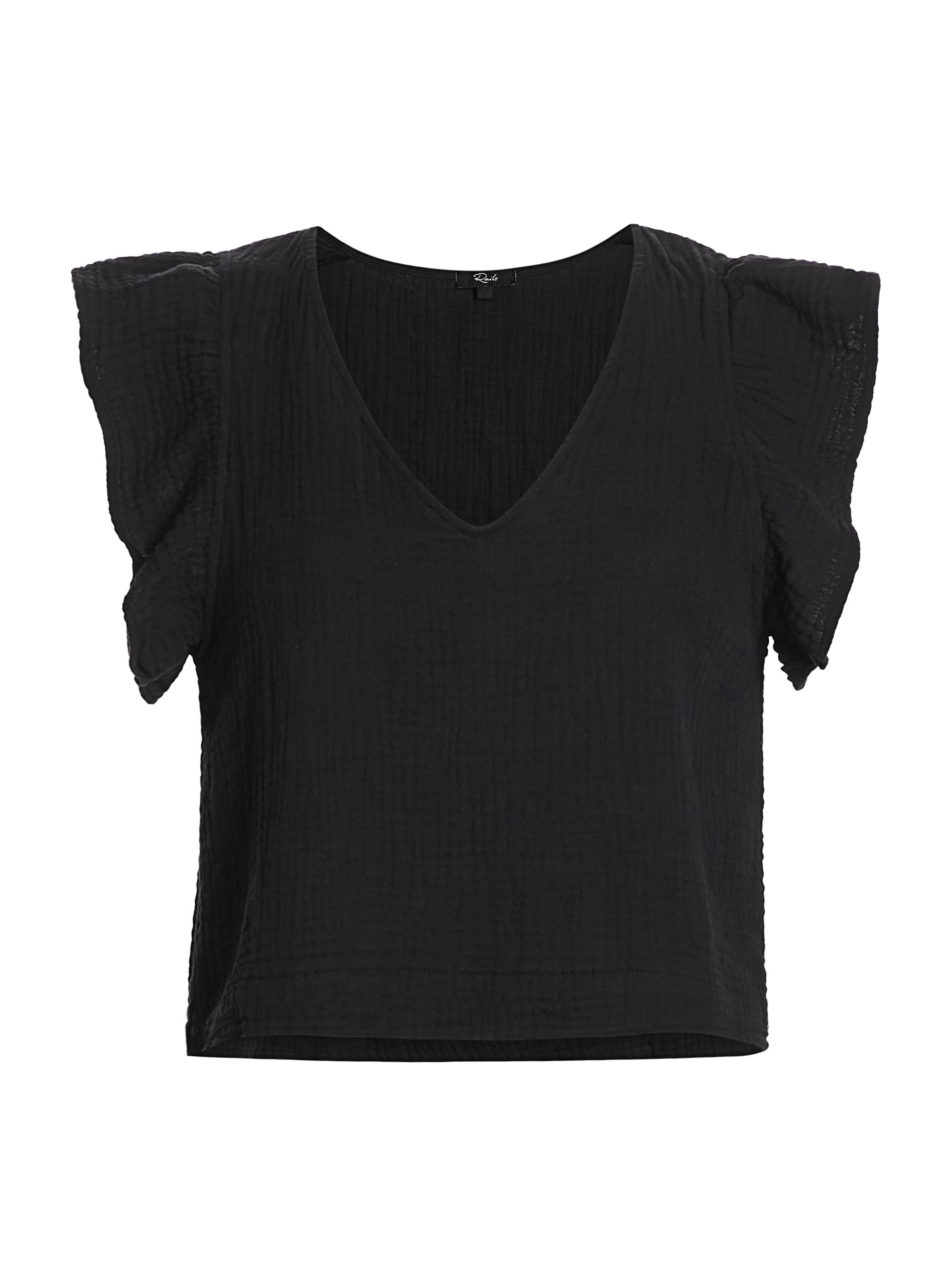 Rails Women's Miley Ruffle-Sleeve Top - Black