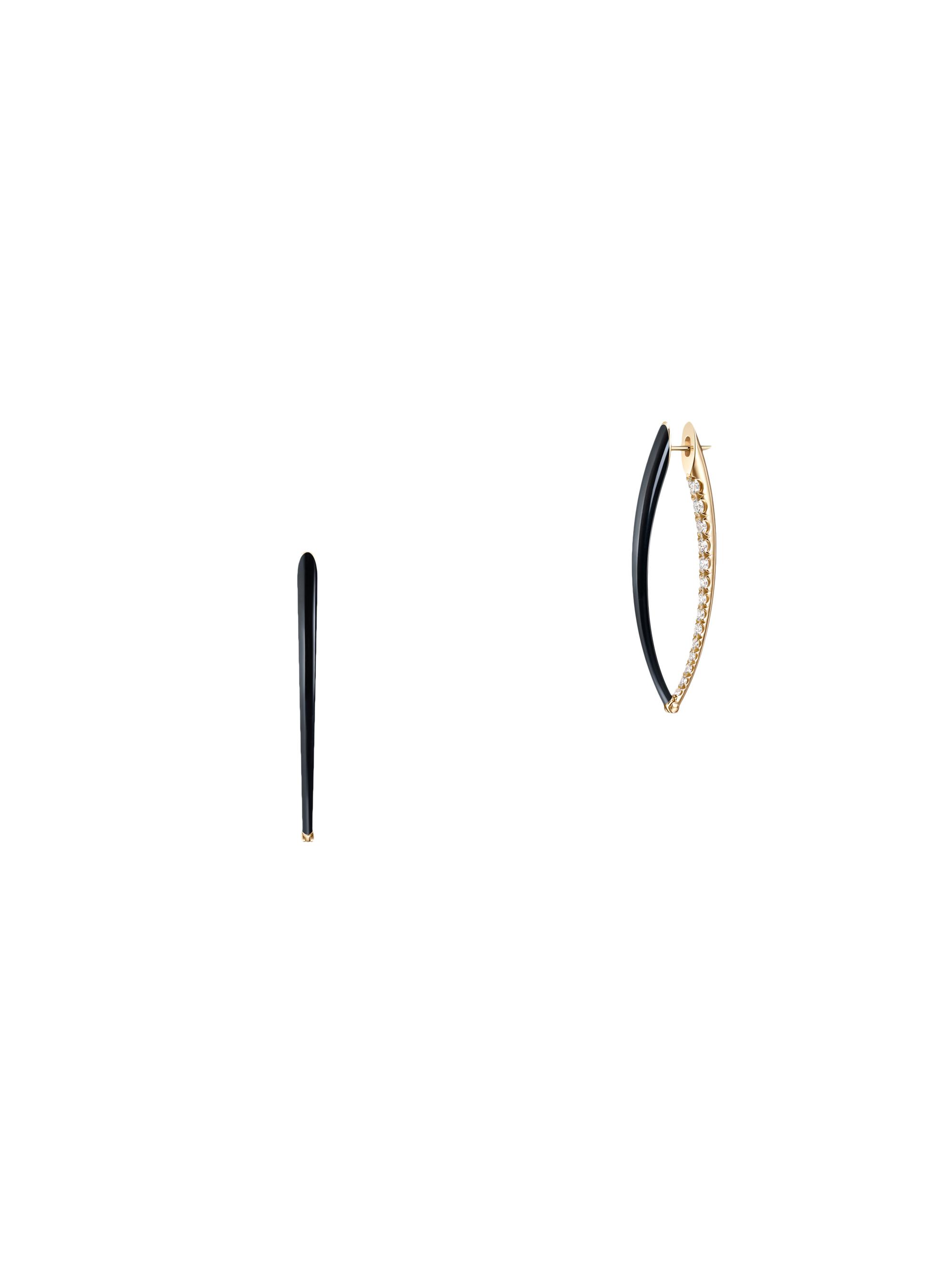 Melissa Kaye Women's Cristina 18K Yellow Gold, Diamond & Black Enamel  Hoop Earrings - Yellow Gold