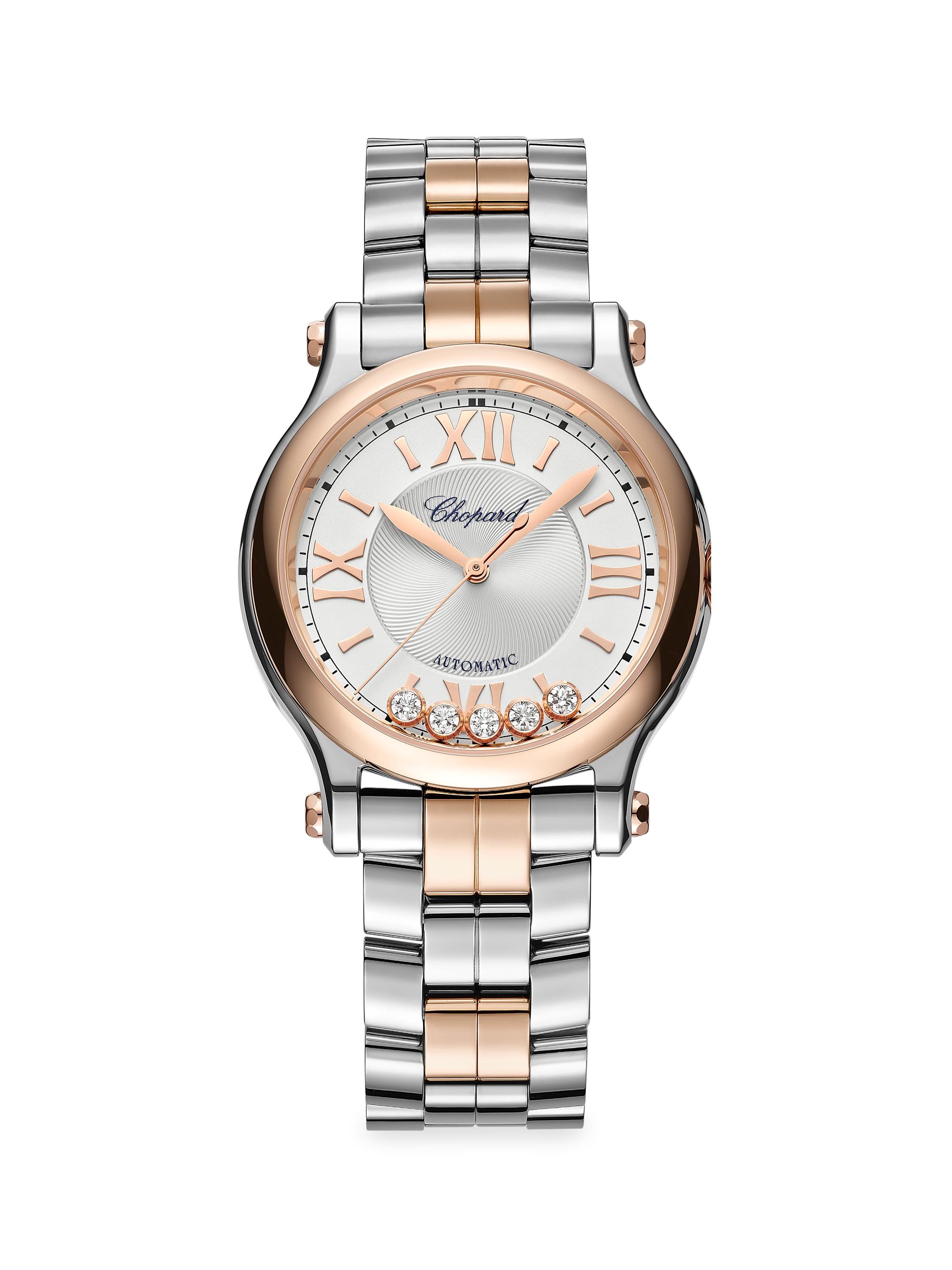 Chopard Women's Happy Sport 18K Rose Gold, Stainless Steel & Diamond Bracelet Watch - Rose Gold