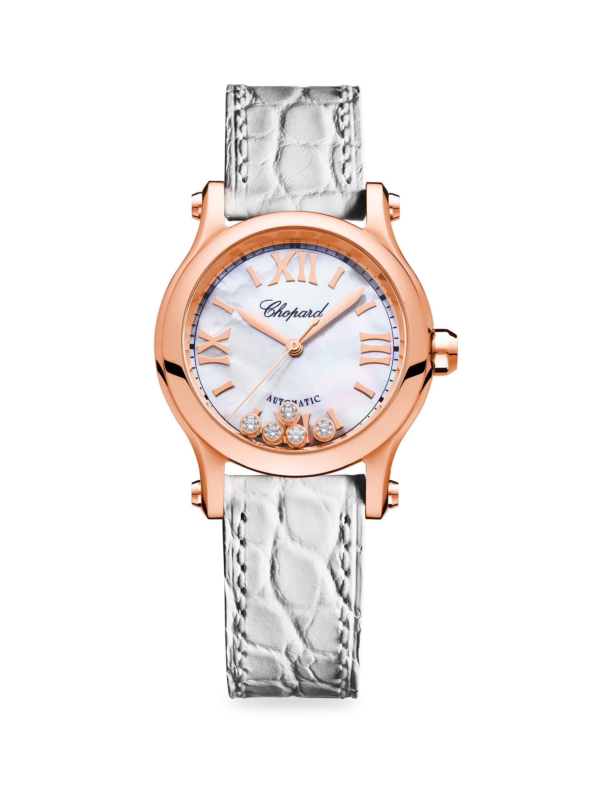Chopard Women's Happy Sport 18K Rose Gold, Diamond & Alligator Strap Watch