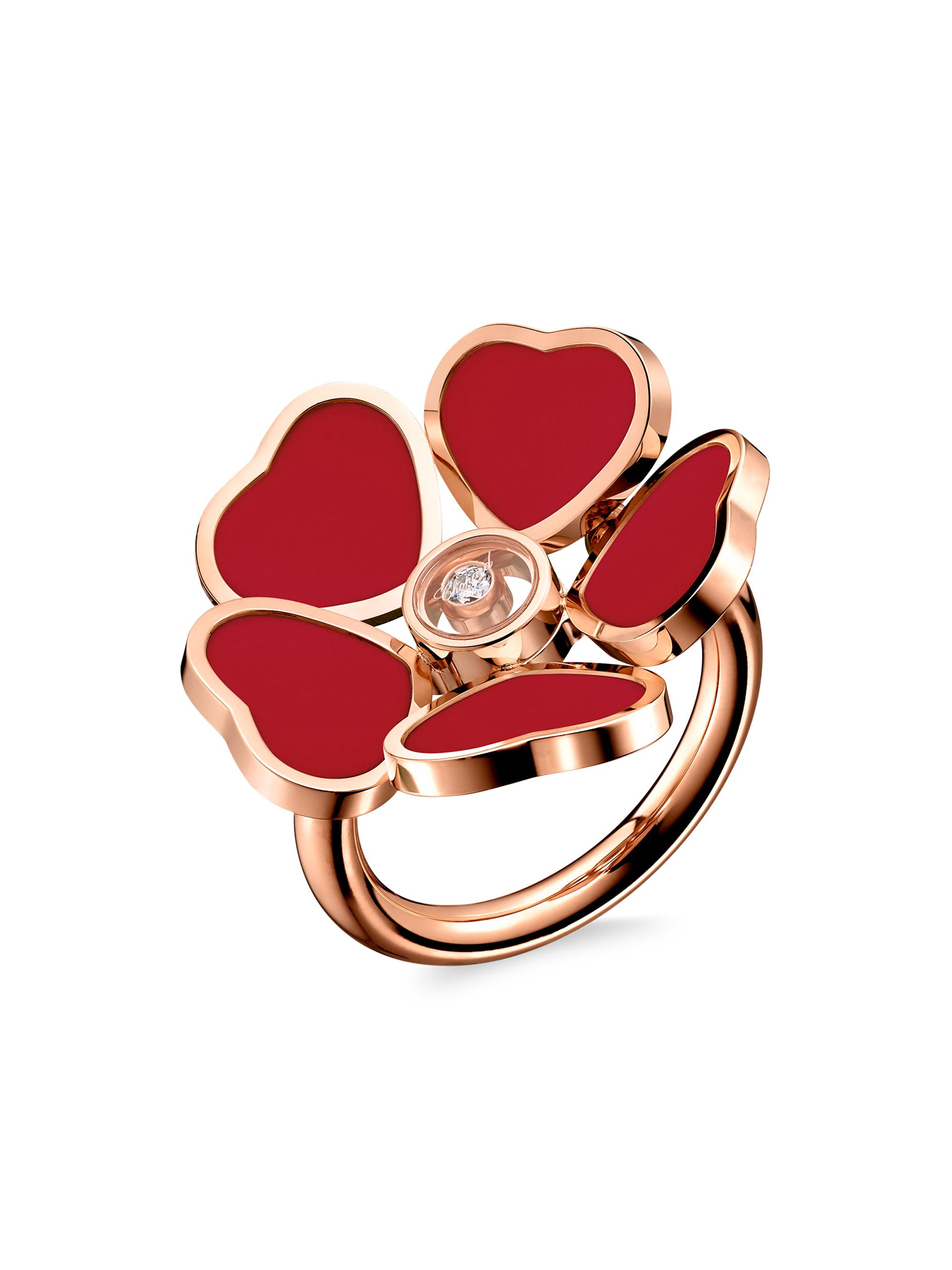 Chopard Women's Happy Diamonds 18K Rose Gold & Diamond Flower Ring - Rose Gold