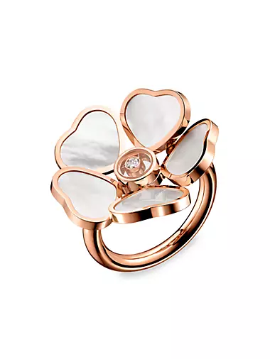 Happy Diamonds 18K Rose Gold, Mother-Of-Pearl, & Diamond Flower Ring