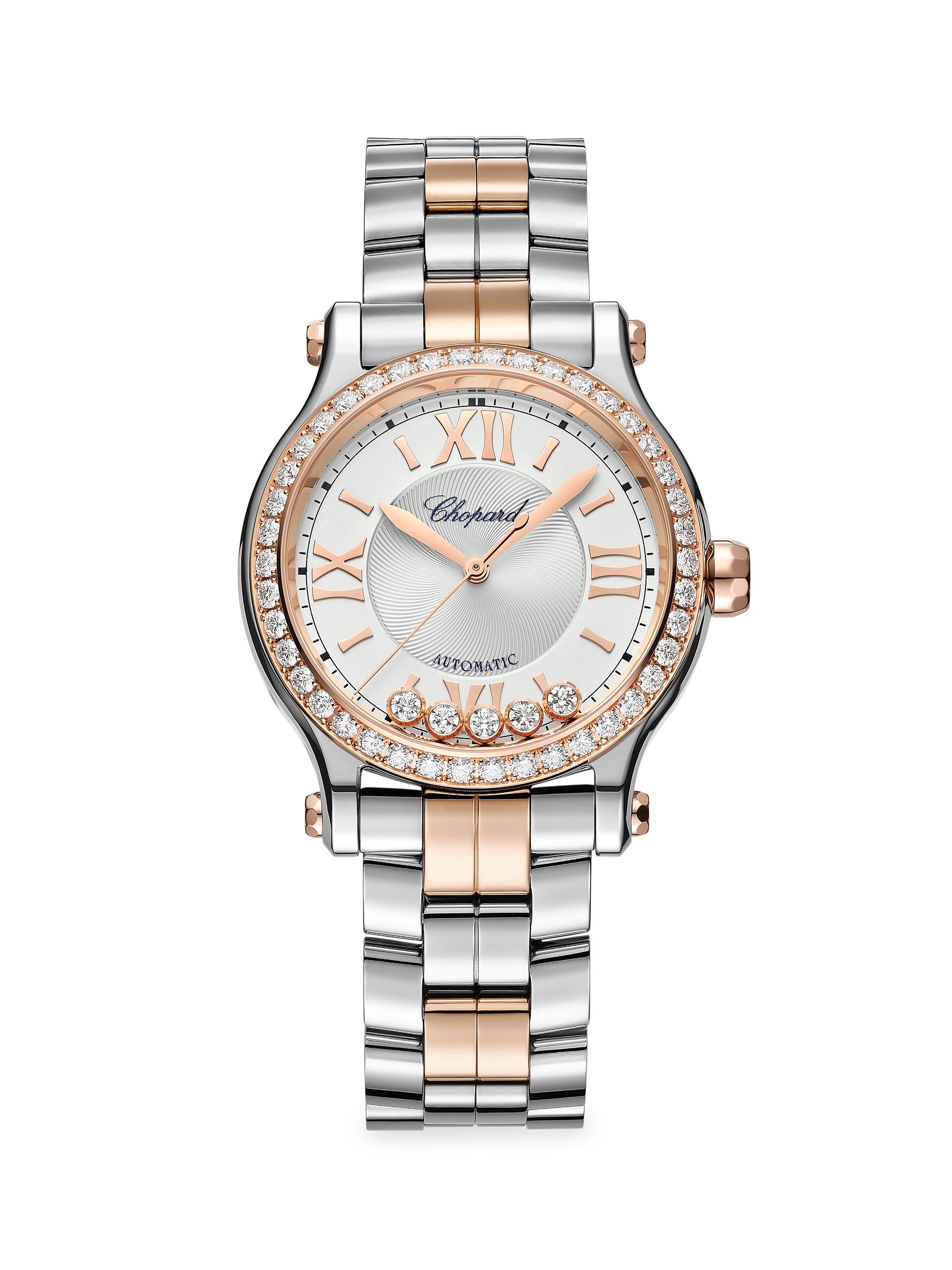 Chopard Women's Happy Sport 18K Rose Gold, Stainless Steel & Diamond Bracelet Watch - Rose Gold