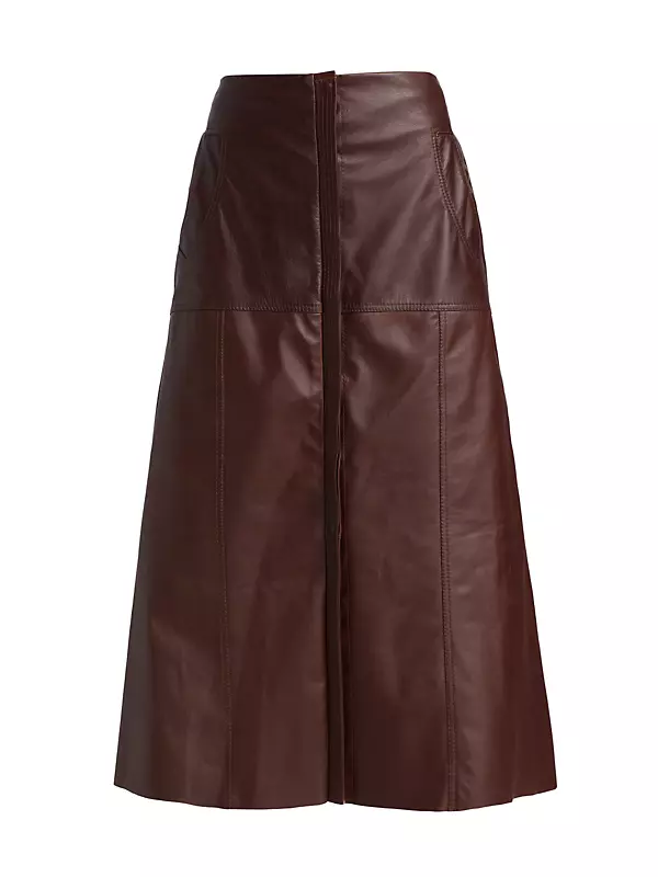 Palomino Leather Midi Skirt