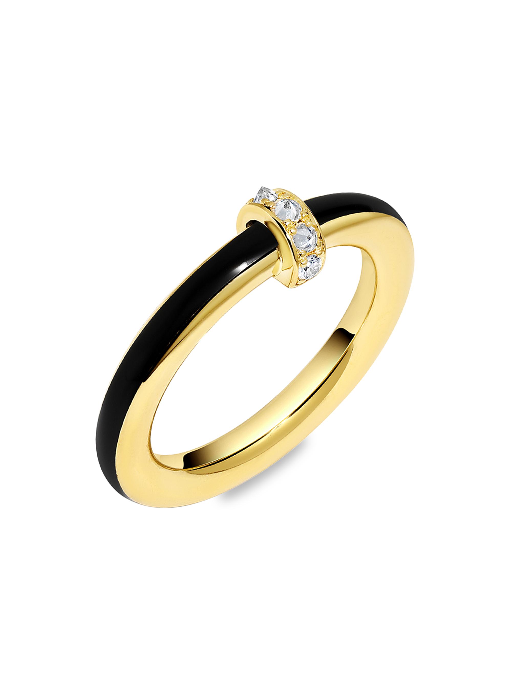 State Property Women's Voyager Idris 18K Yellow Gold, Diamond & Black Enamel Ring - Gold