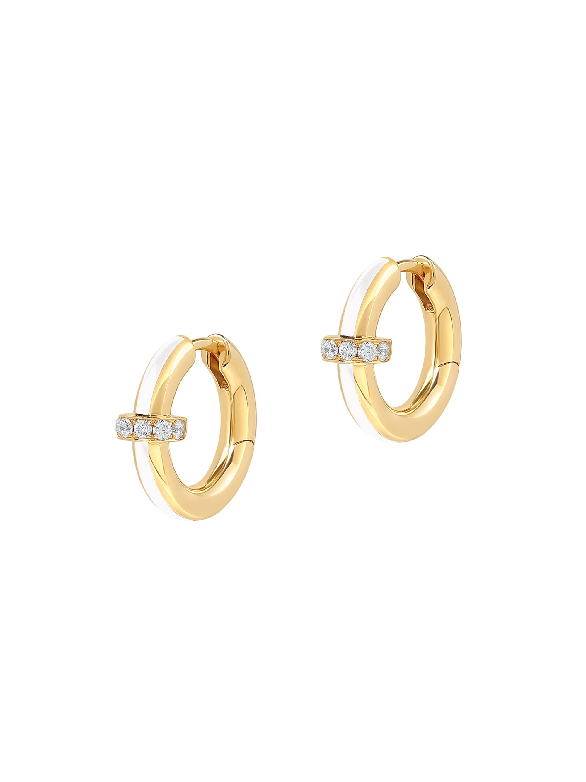 State Property Women's Voyager Idris 18K Yellow Gold, Diamond & White Enamel Minor Hoop Earrings - Gold
