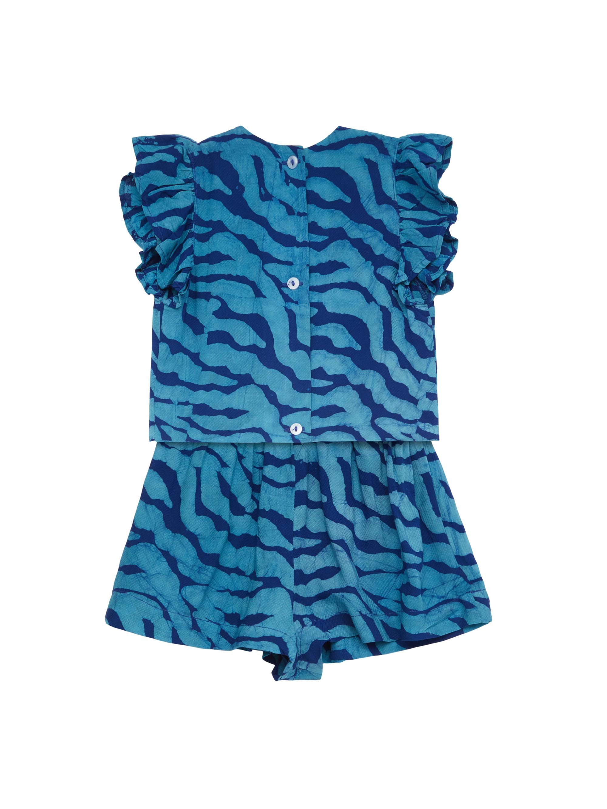 Elisamama Tolu Print Top & Shorts 2-Piece Set - Blue 12 Months