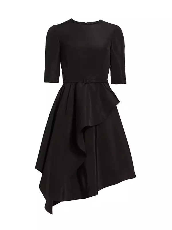 Draped Front Faille Fit-&-Flare Dress