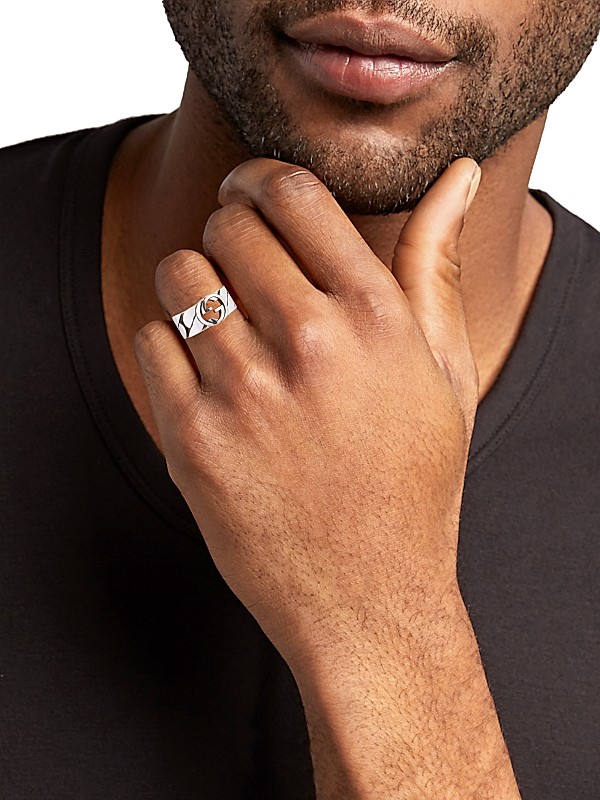 Shop Gucci Unisex Sterling Silver Interlocking G Ring | Saks Shop Gucci Unisex Sterling Silver Interlocking G Ring | Saks