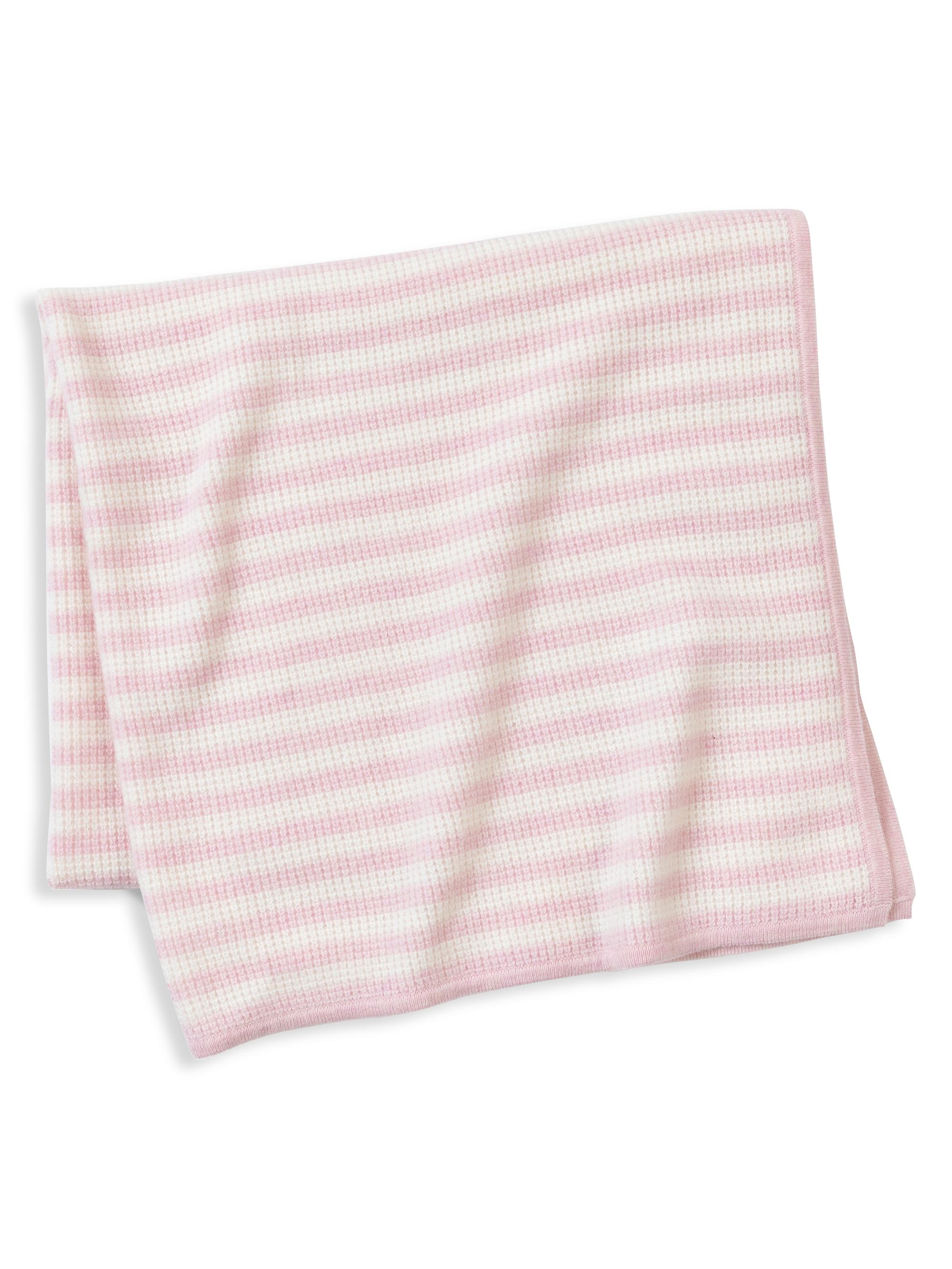 Sofia Cashmere Stripe Cashmere Blanket -  Light Pink