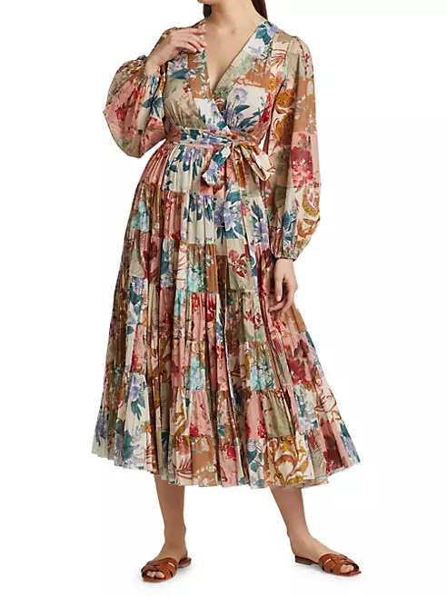 Shop Zimmermann Cassia Patch Wrap Midi Dress | Saks Fifth Avenue