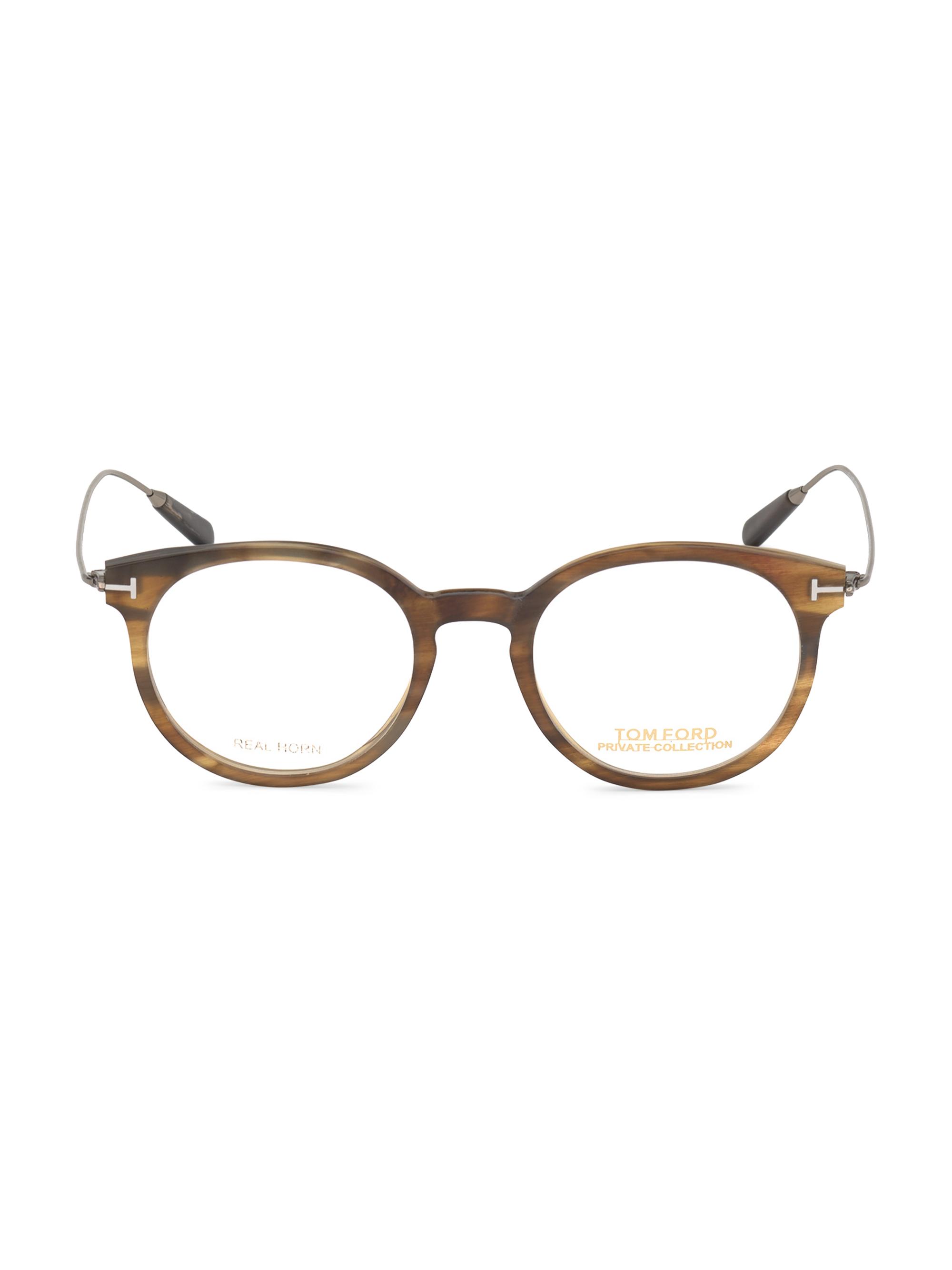TOM FORD Men's Private 49MM Round Optical Glasses - Brown
