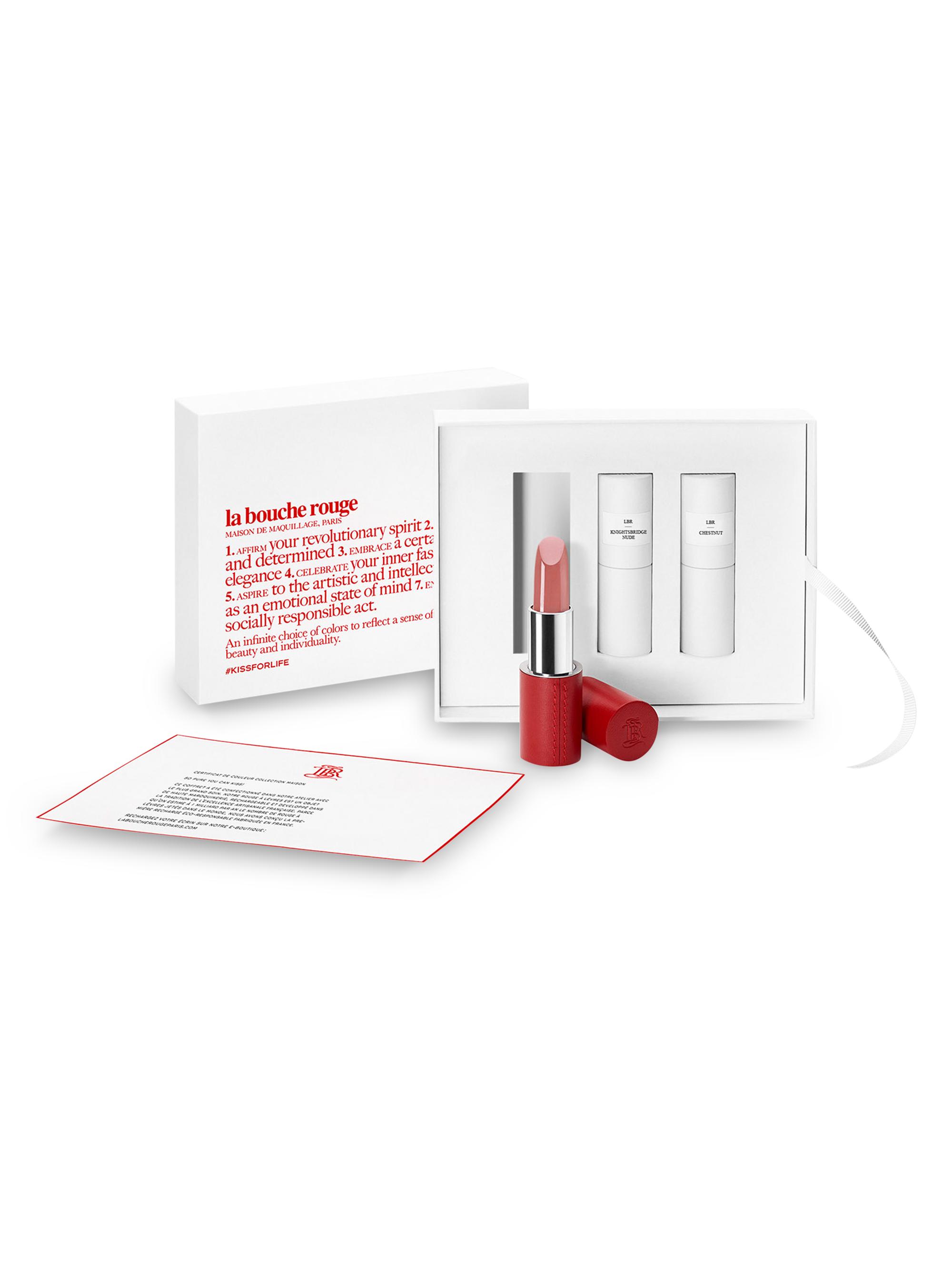 La Bouche Rouge Women's Lipstick Set With Fine Leather Case - The Beige Nudes