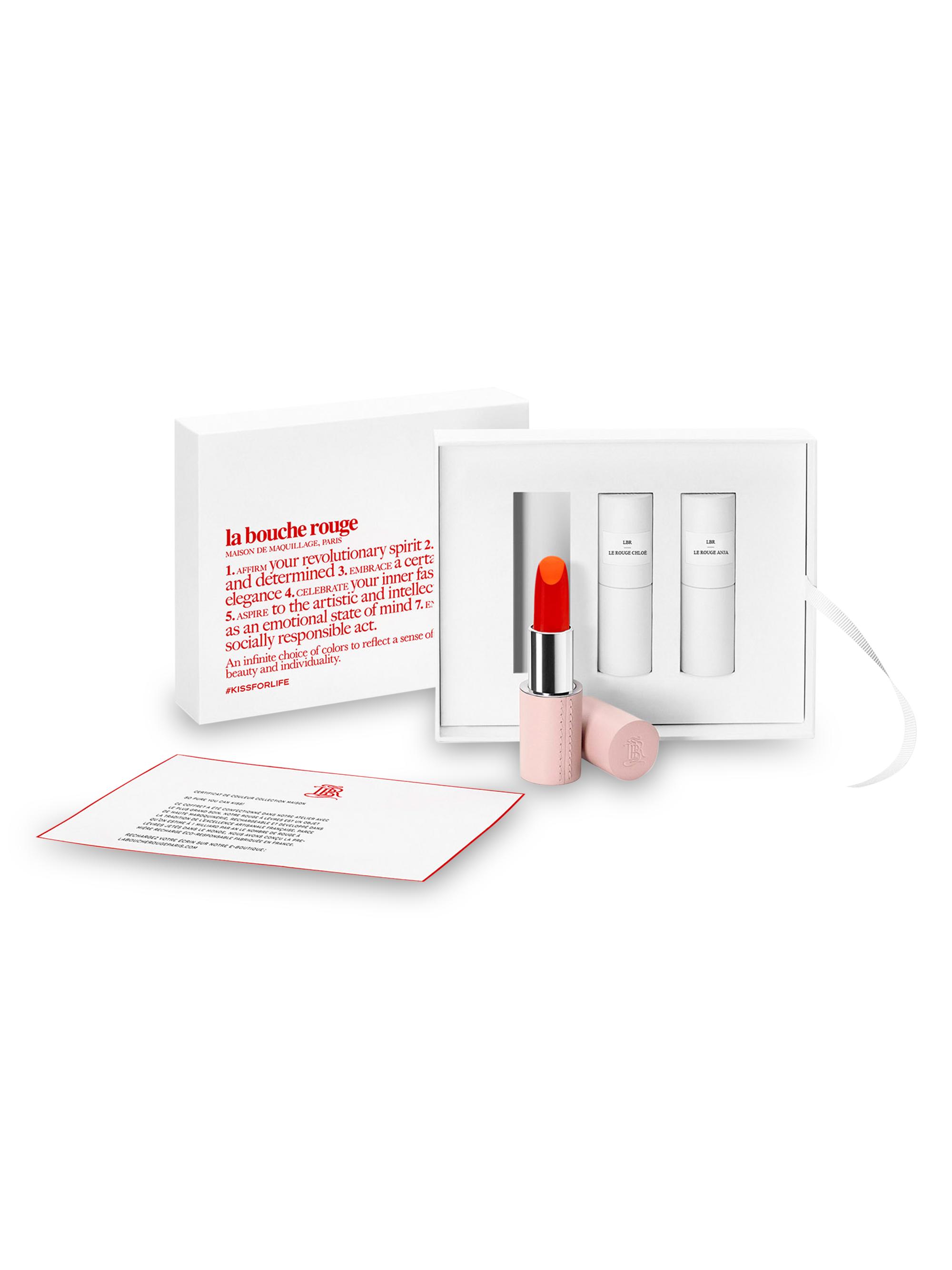 La Bouche Rouge Women's Lipstick Set With Fine Leather Case - The Red Carpet Reds