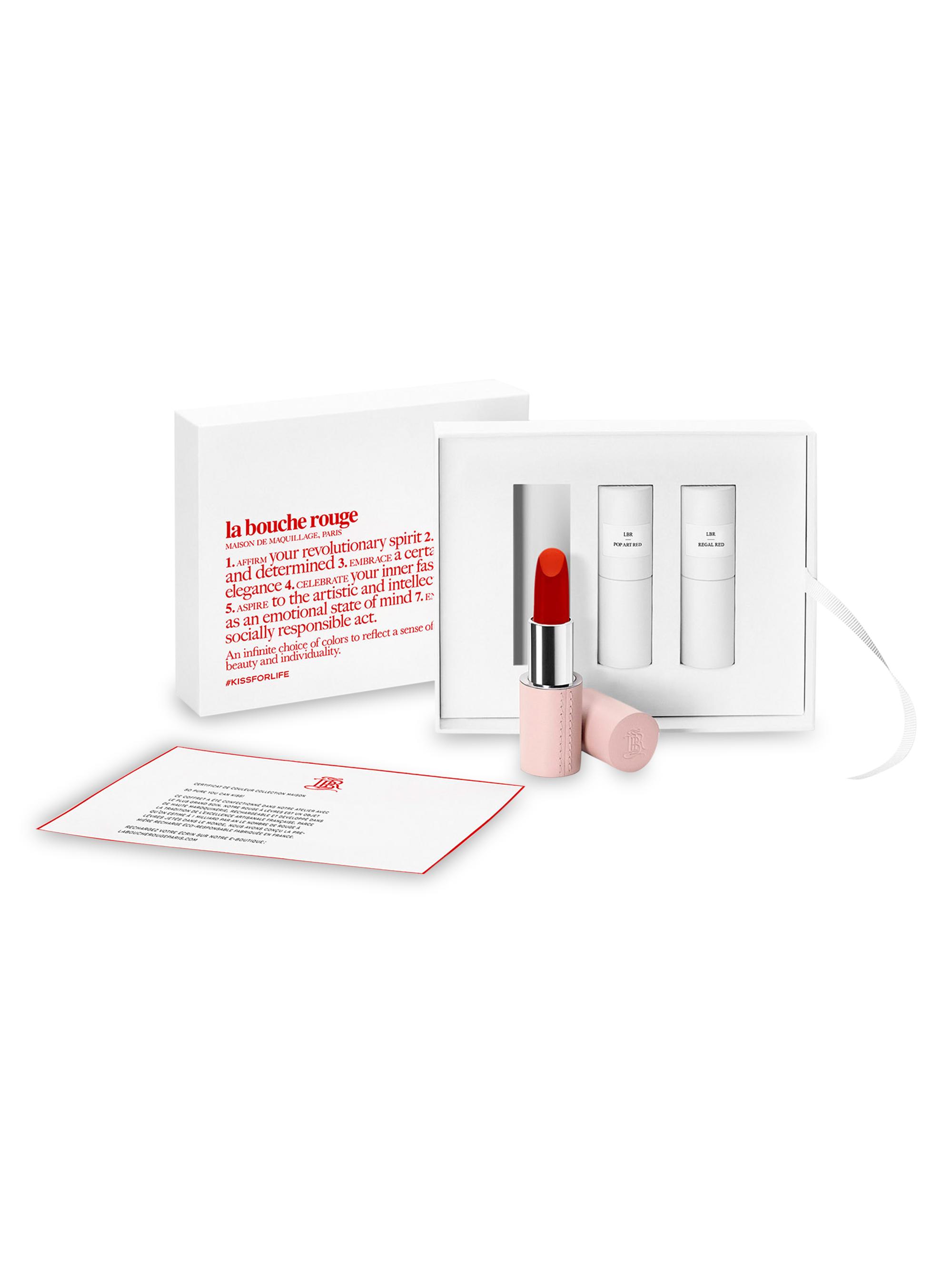 La Bouche Rouge Women's Lipstick Set With Fine Leather Case - The Universal Reds