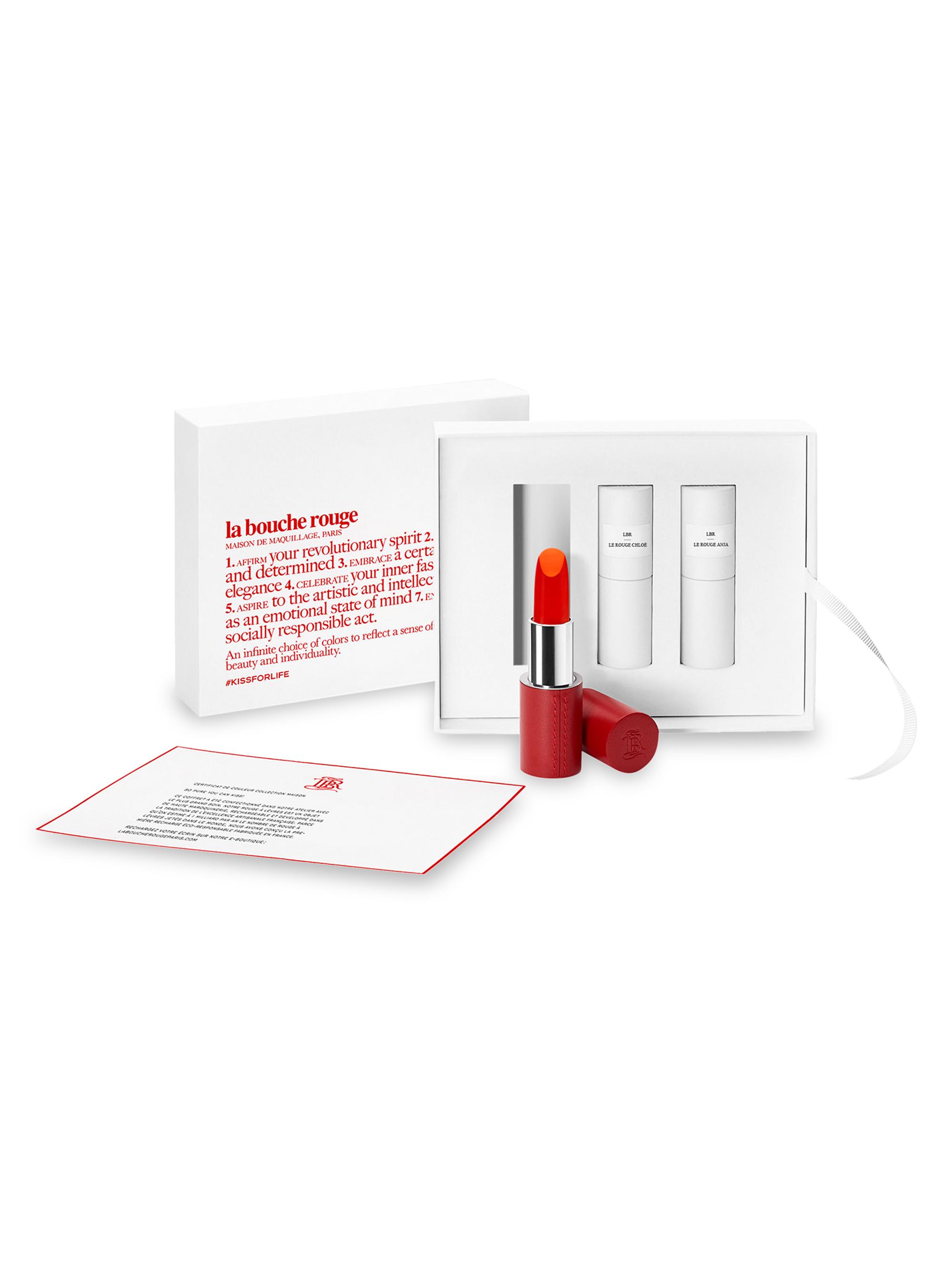 La Bouche Rouge Women's Lipstick Set With Fine Leather Case - The Red Carpet Reds