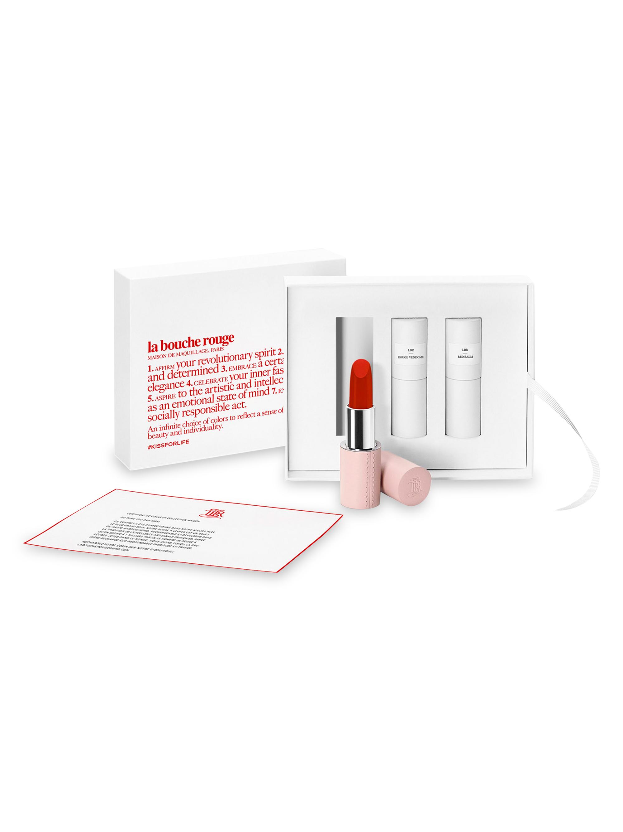 La Bouche Rouge Women's Lipstick Set With Fine Leather Case - The Parisian Reds