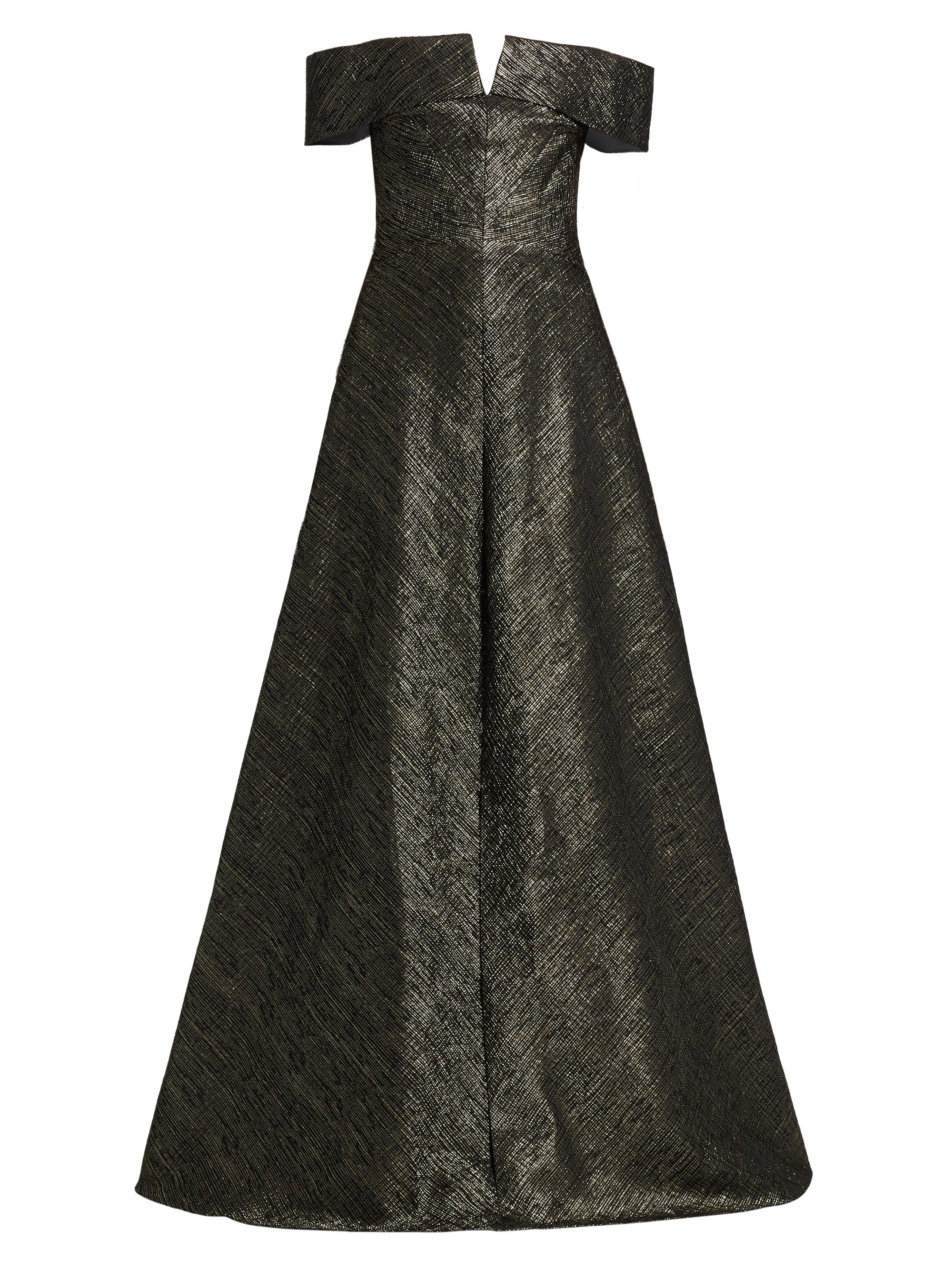Rene Ruiz Collection Women's Off-The-Shoulder A-Line Gown - Black Gold