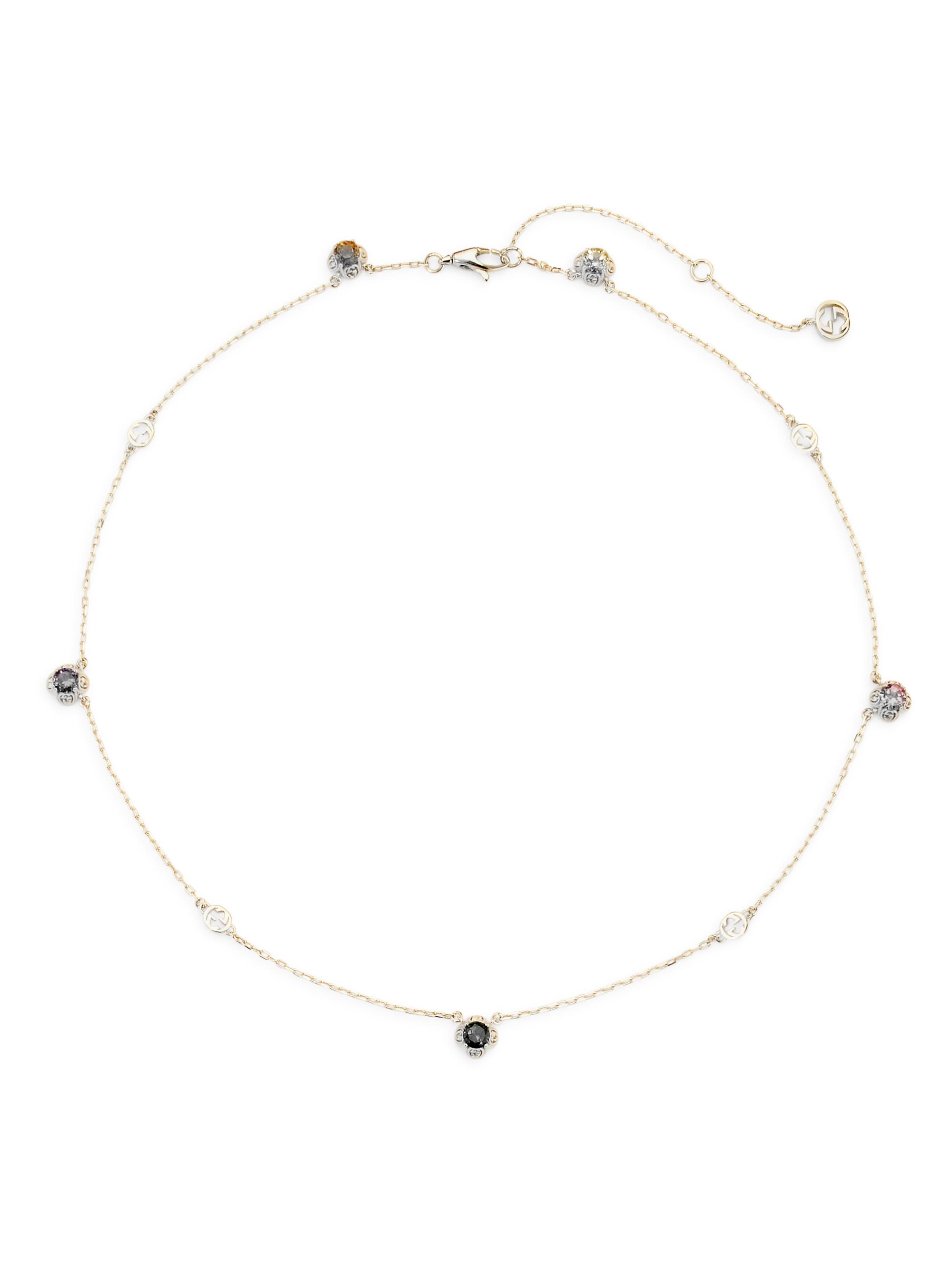 Gucci Women's 18K Yellow Gold & Multicolor Gemstone Interlocking G Necklace - Yellow Gold