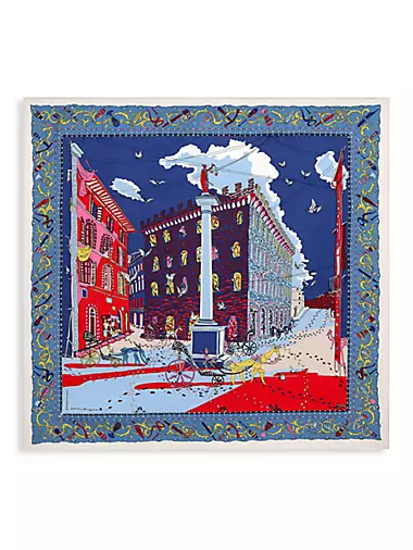 Palazzo-Print Silk Square Scarf