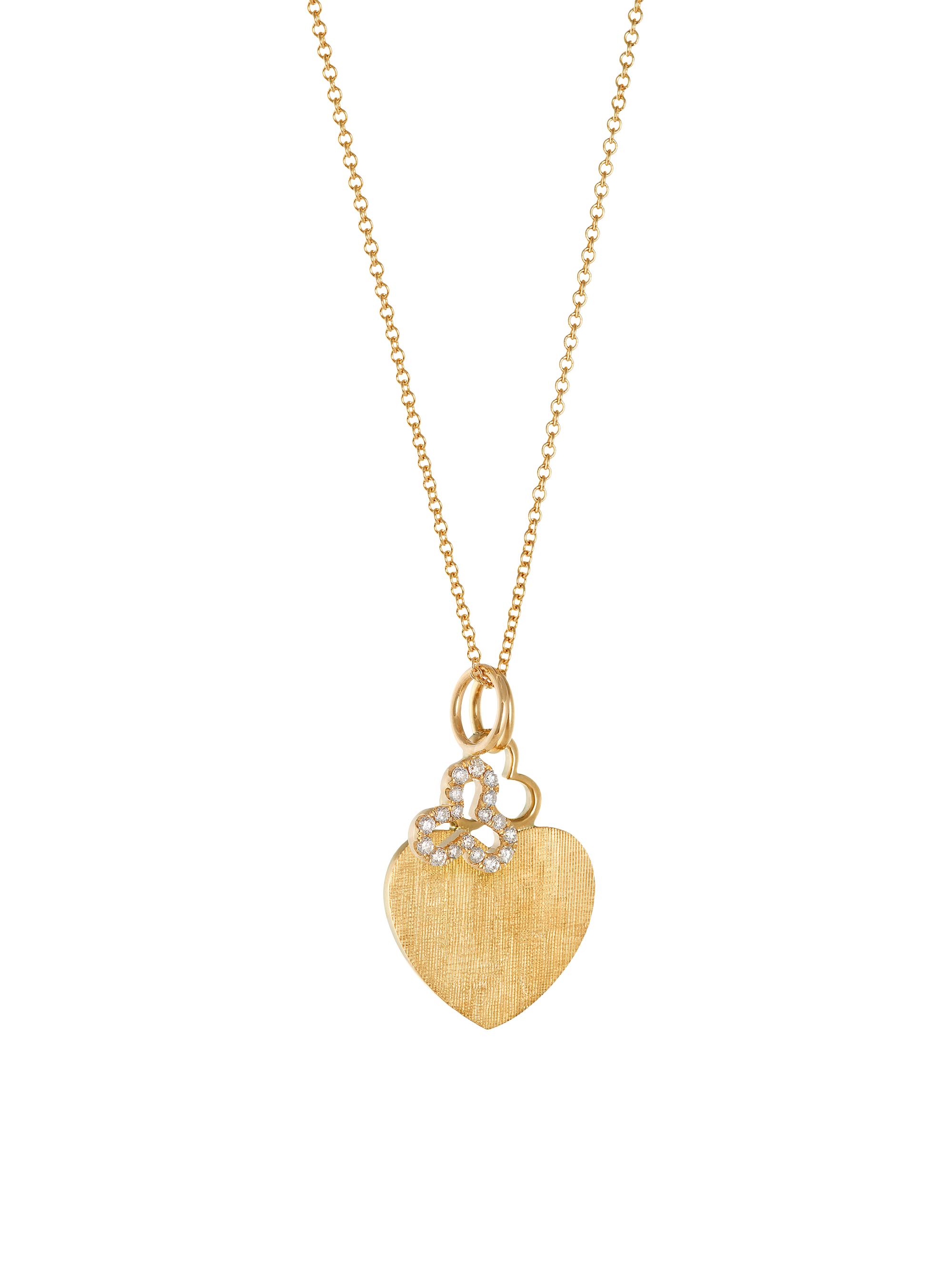 Devon Woodhill Women's 14K & 18K Yellow Gold & Diamond  Hidden Heart & Trefoil 2-Charm Necklace - Yellow Gold