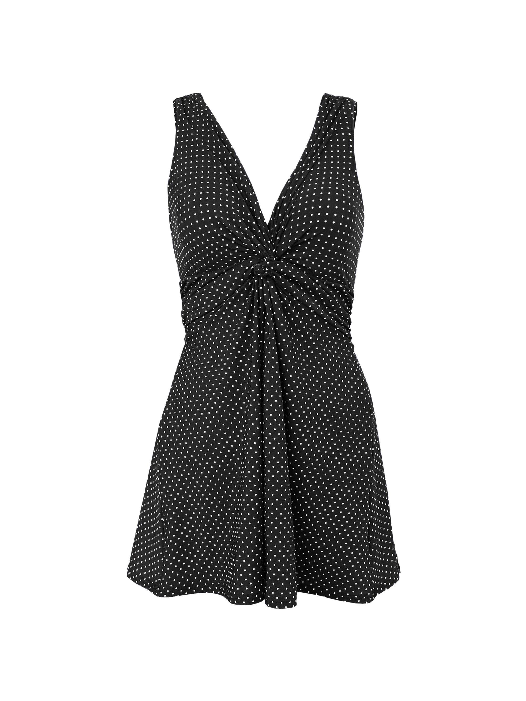 Miraclesuit Swim Women's Plus Pin Point Marais Swim Dress - Black White