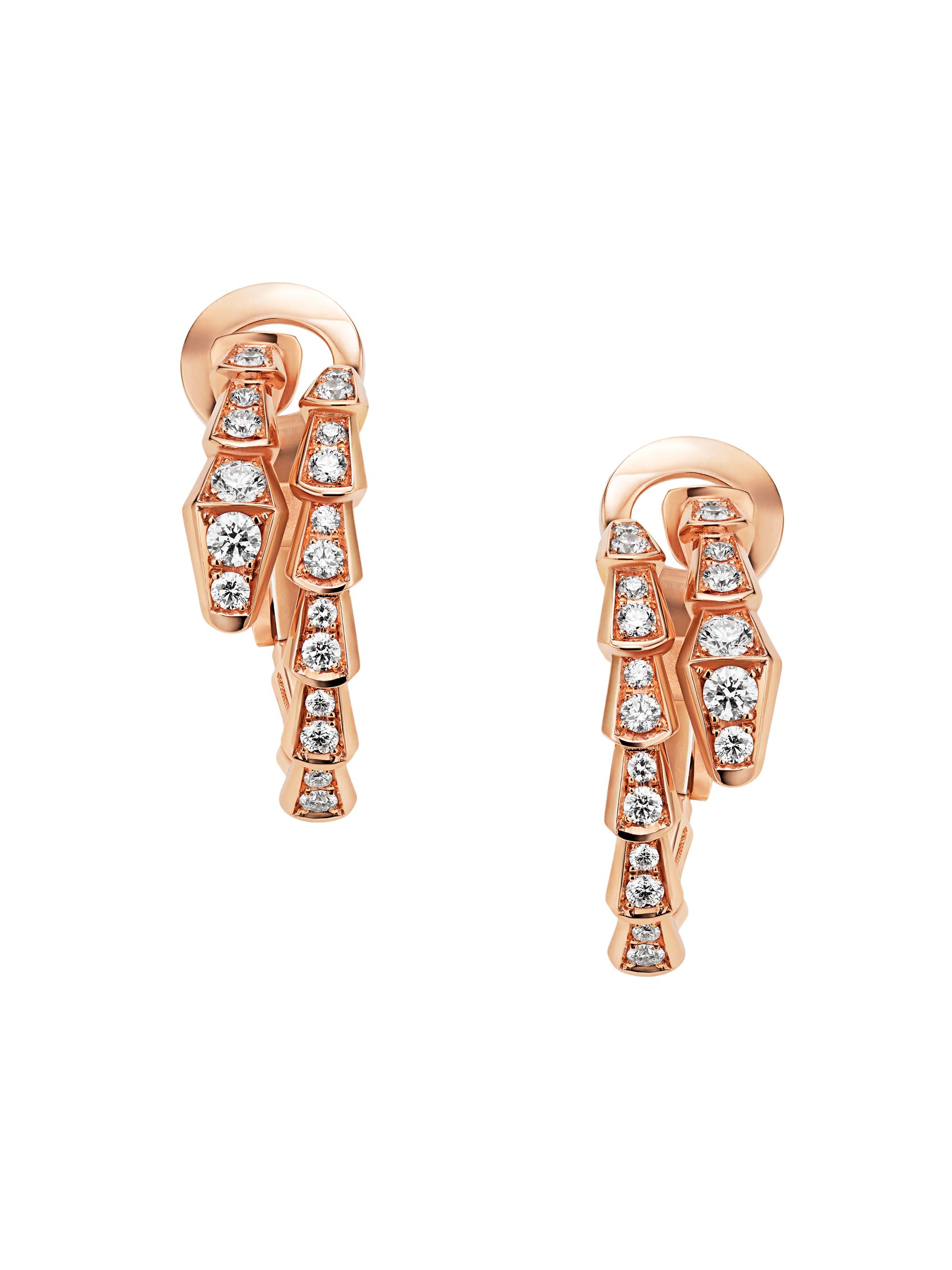 BVLGARI Women's Serpenti Viper 18K Rose Gold & Diamond Earrings - Pink Gold