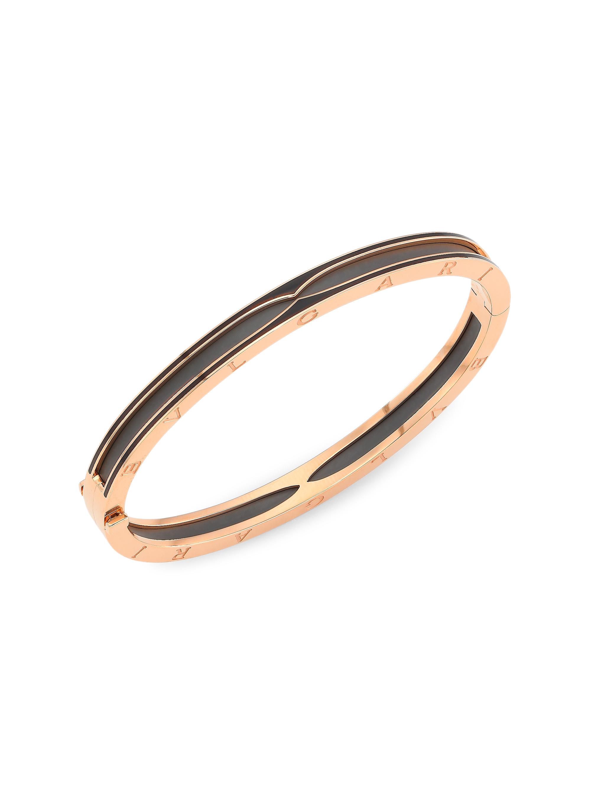 BVLGARI Women's B. zero1 18K Rose Gold & Ceramic Bangle Bracelet - Black Rosegold