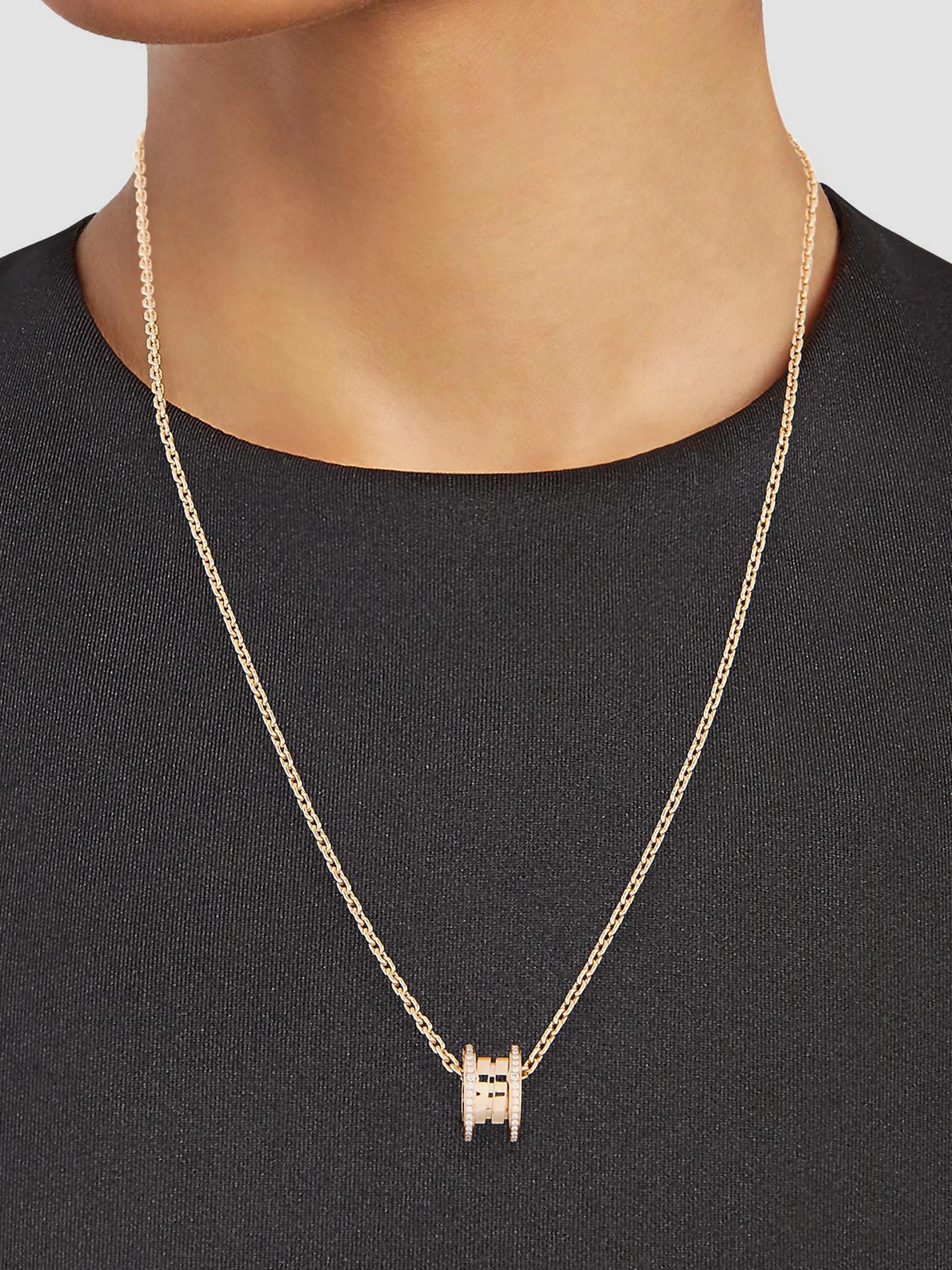 BVLGARI B.zero1 18K Rose Gold & Diamond Pendant Necklace | Saks